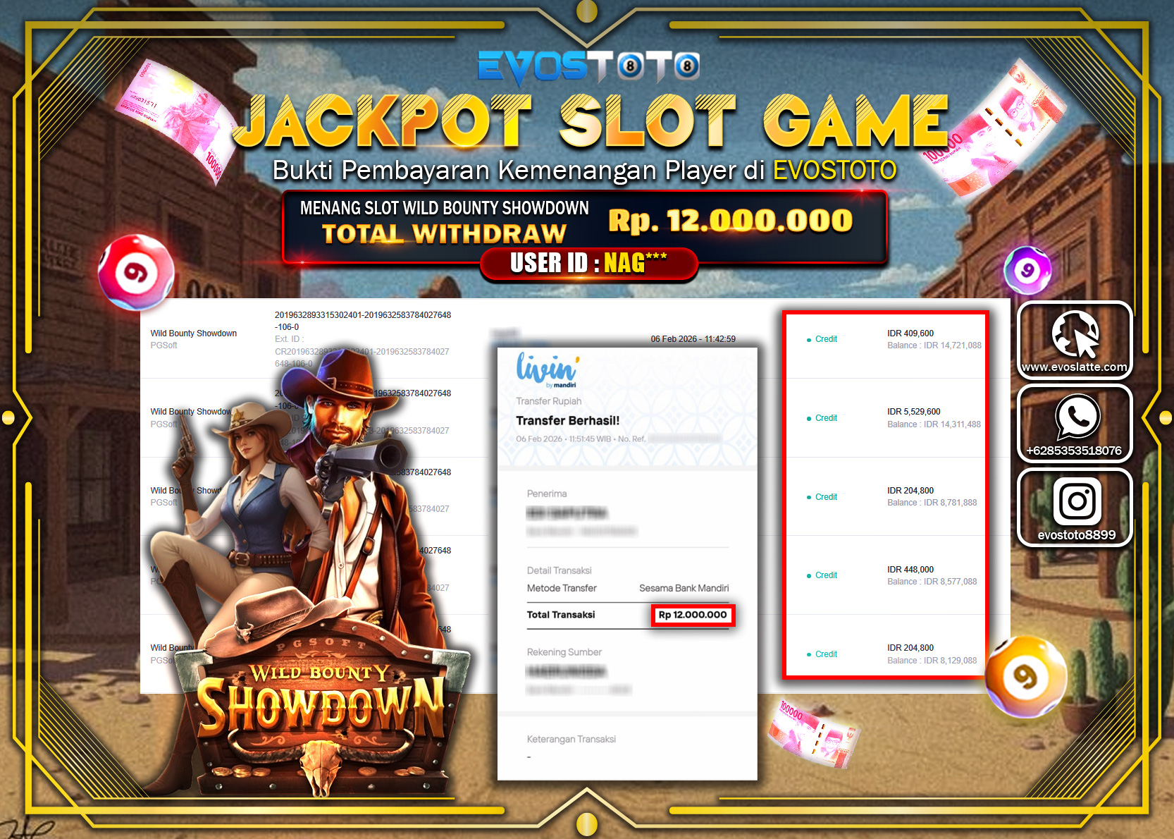PEMBAYARAN JACKPOT SLOT WILD BOUNTY SHOWDOWN Rp.12.000.000 DI BAYAR LANGSUNG !