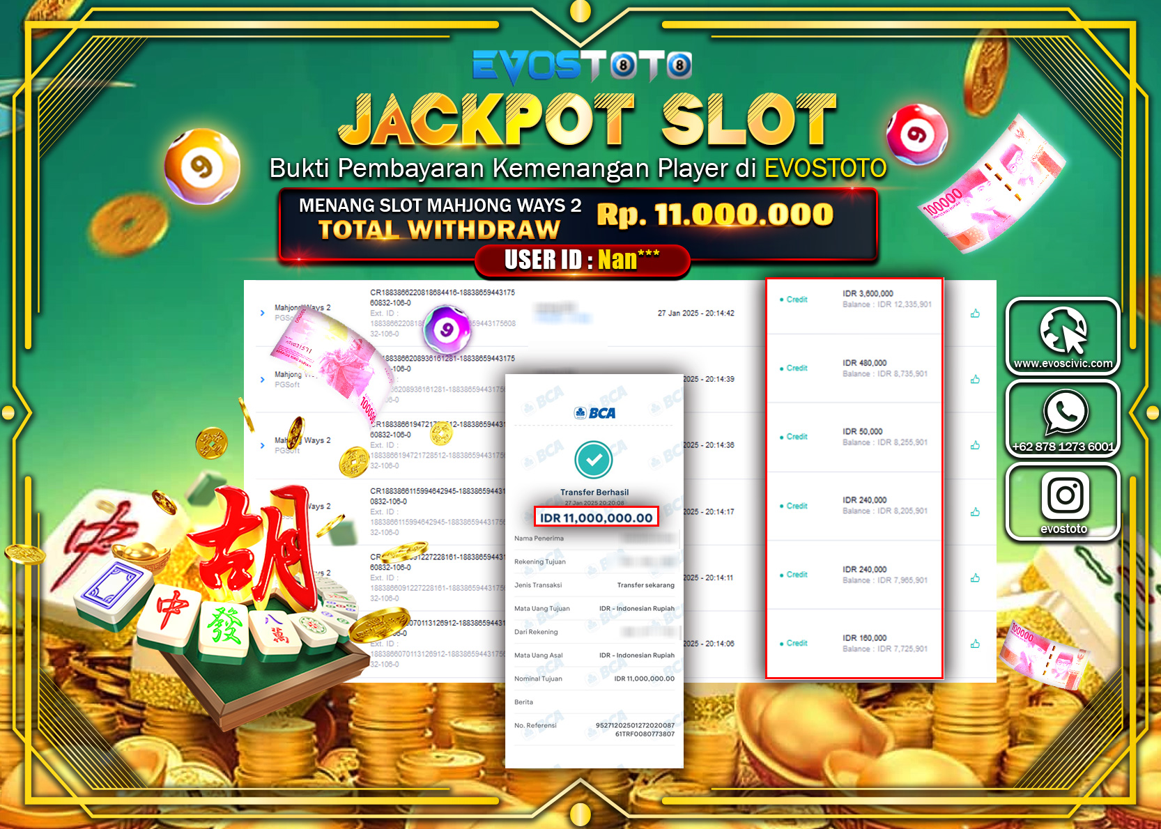 PEMBAYARAN JACKPOT SLOT MAHJONG WAYS 2  Rp.11.000.000 DI BAYAR LANGSUNG !