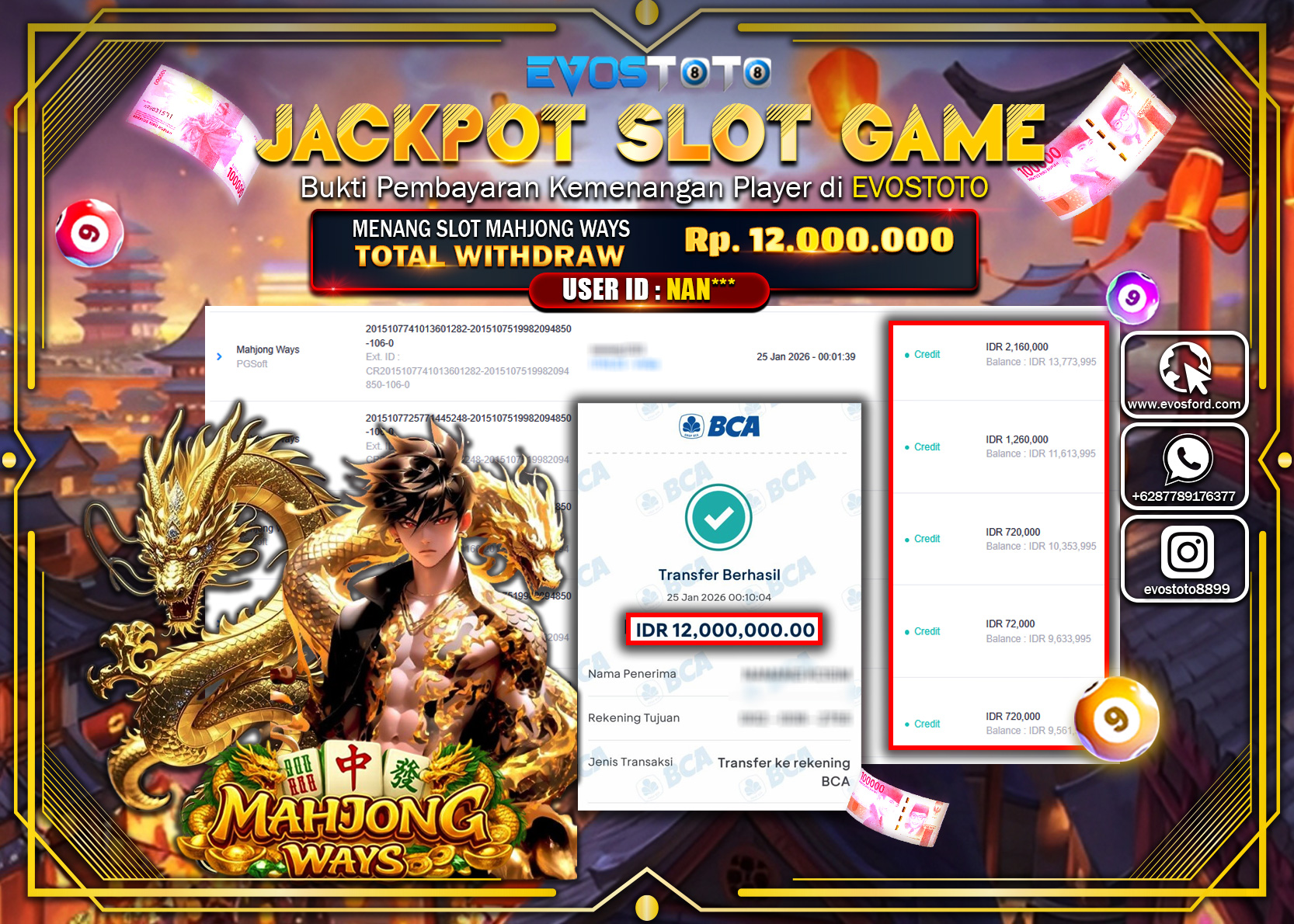 PEMBAYARAN JACKPOT SLOT MAHJONG WAYS Rp.12.000.000 DI BAYAR LANGSUNG !
