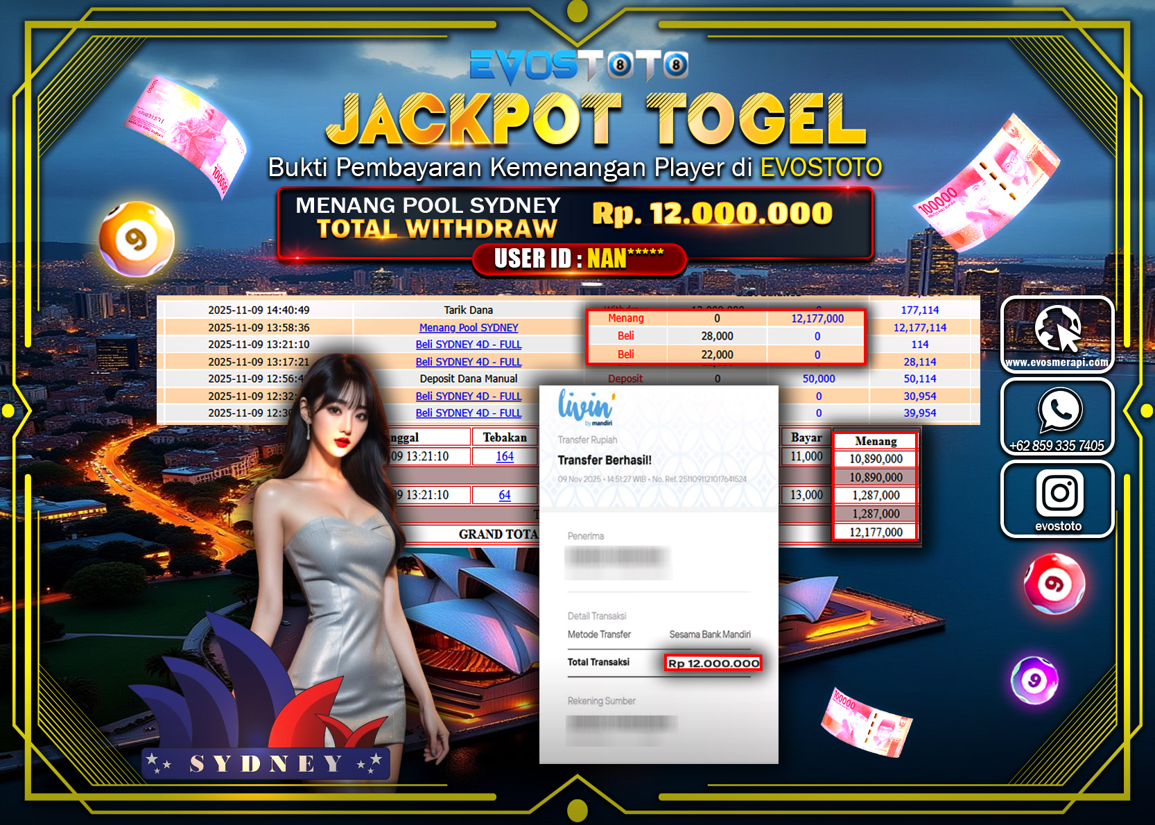 PEMBAYARAN JACKPOT TOGEL POOL SYDNEY  Rp12.000.000 DI BAYAR LANGSUNG !
