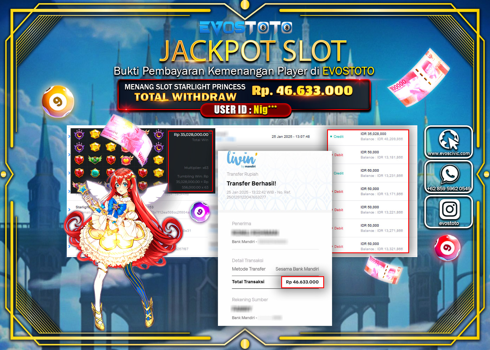 PEMBAYARAN JACKPOT SLOT STARLIGHT PRINCESS Rp.46.633.000 DI BAYAR LANGSUNG !