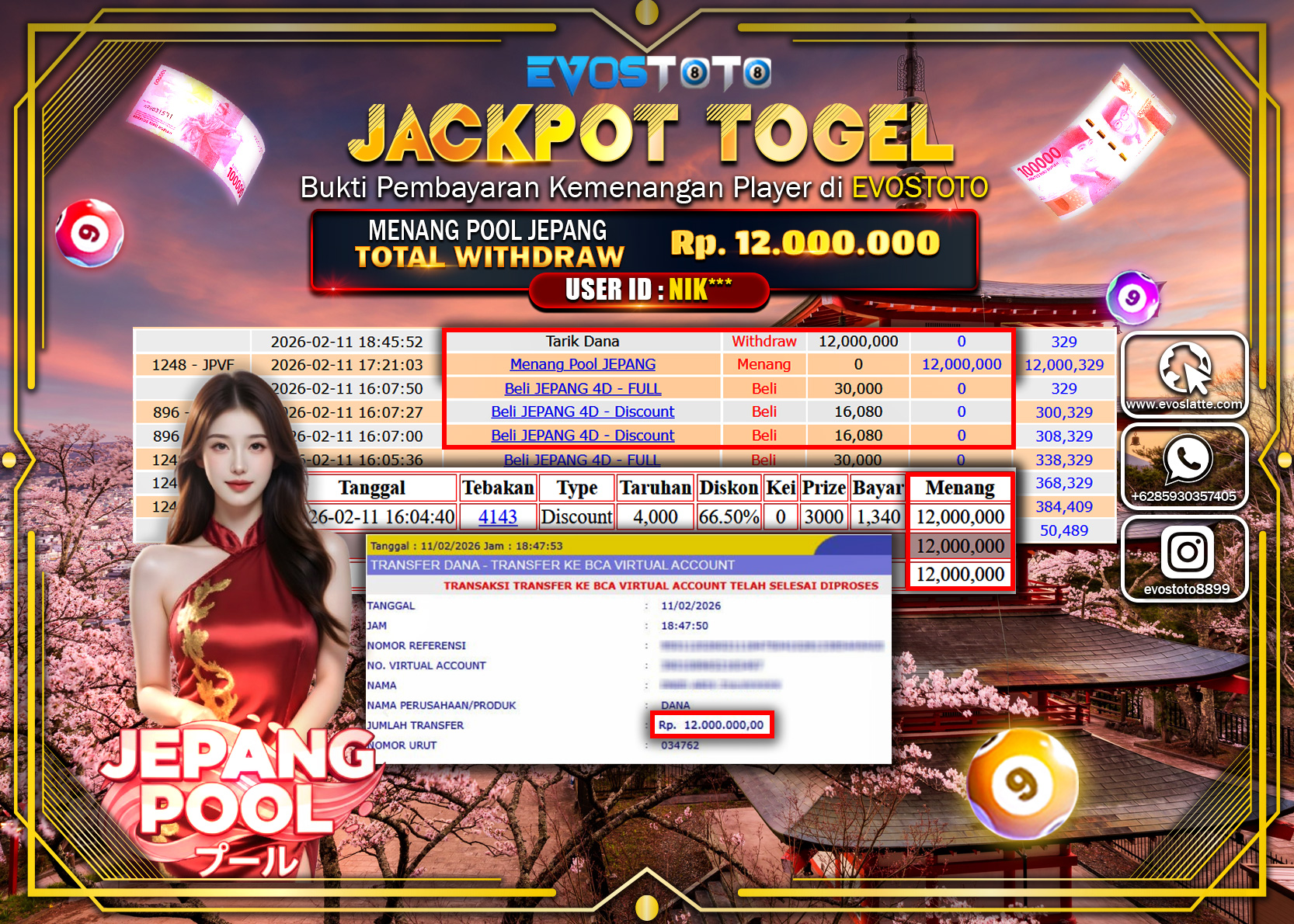 PEMBAYARAN JACKPOT TOGEL POOL JEPANG Rp.12.000.000 DI BAYAR LANGSUNG !