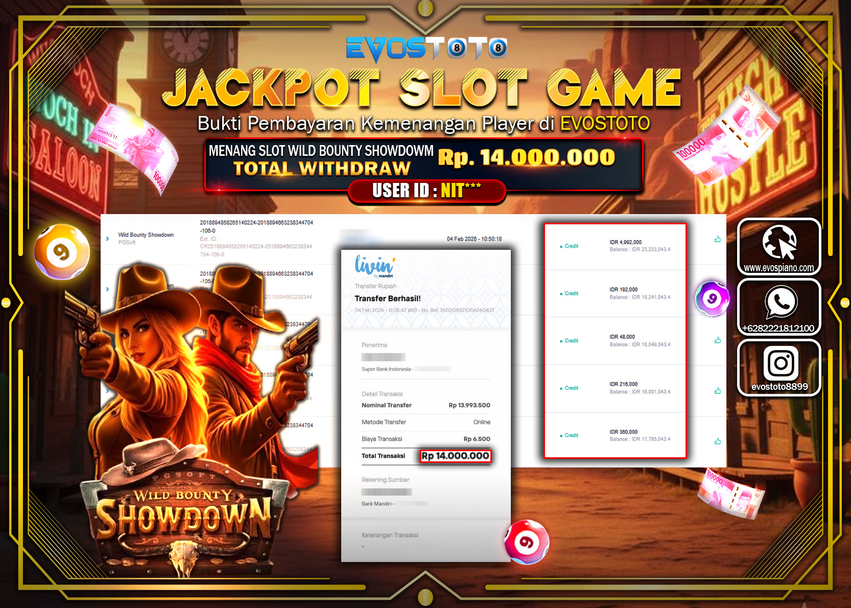 PEMBAYARAN JACKPOT SLOT WILD BOUNTY SHOWDOWN Rp.14.000.000 DI BAYAR LANGSUNG !