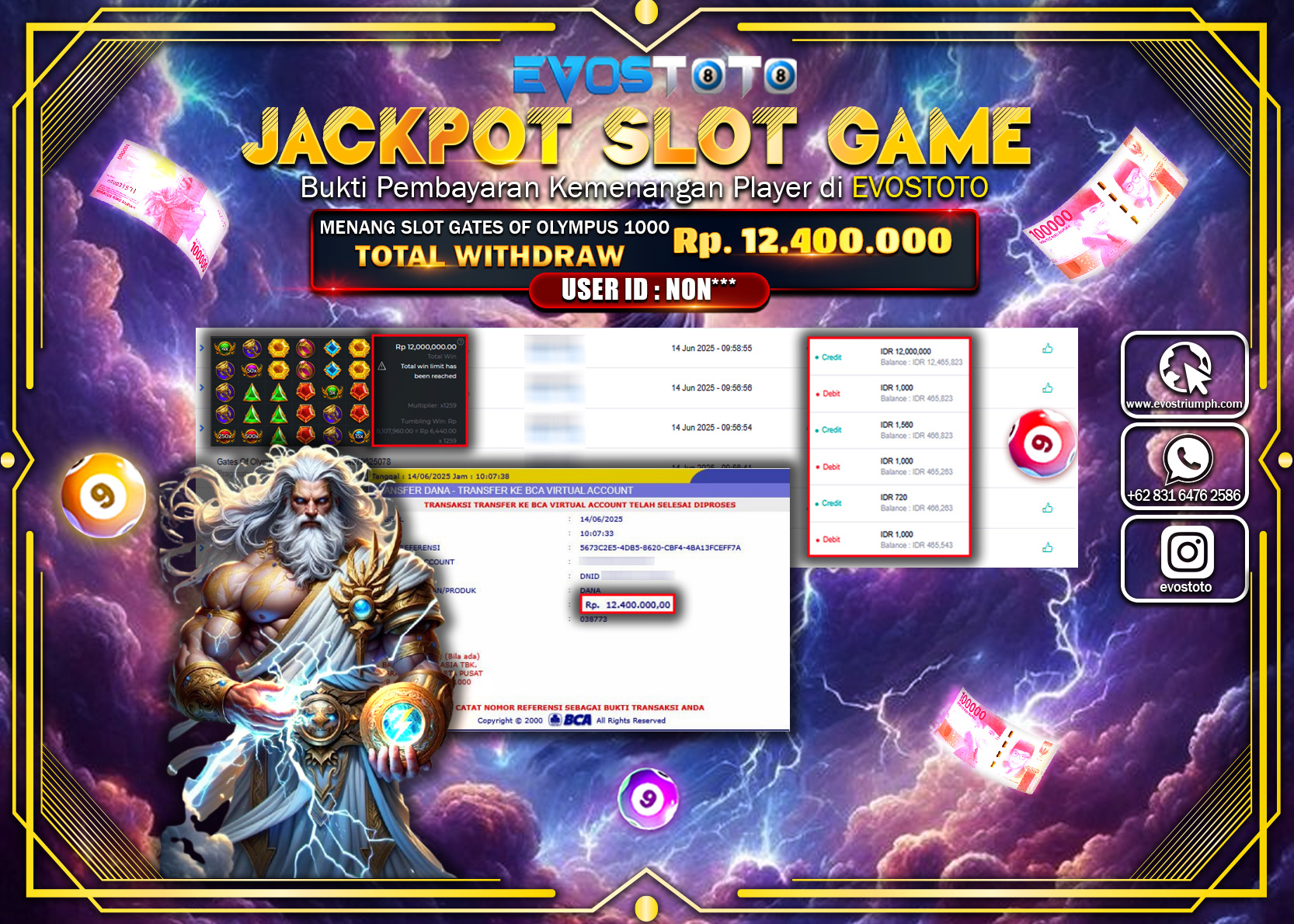 PEMBAYARAN JACKPOT SLOT GATES OF OLYMPUS 1000 12.400.000 DI BAYAR LANGSUNG !