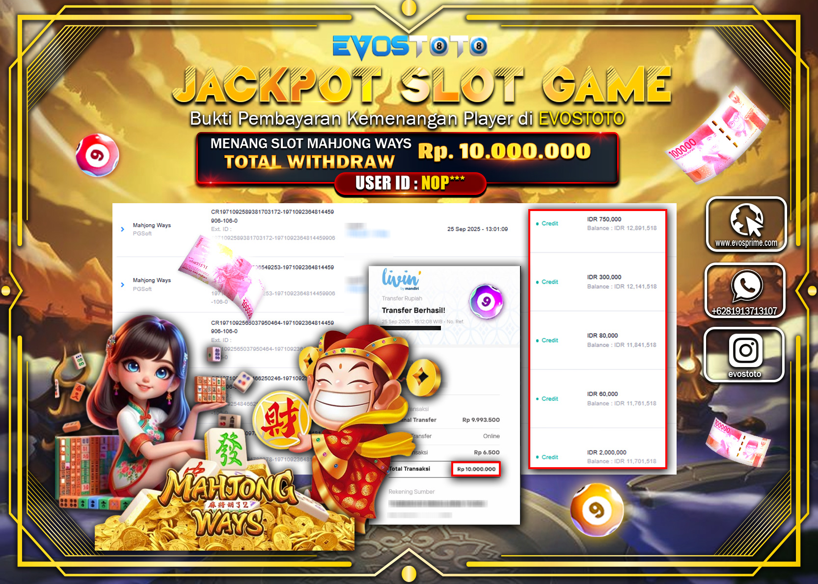 PEMBAYARAN JACKPOT SLOT MAHJONG WAYS Rp10.000.000 DI BAYAR LANGSUNG !