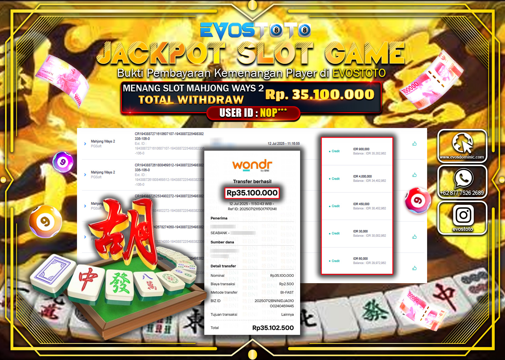 PEMBAYARAN JACKPOT SLOT MAHJONG WAYS 2 RP35.100.000 DI BAYAR LANGSUNG !