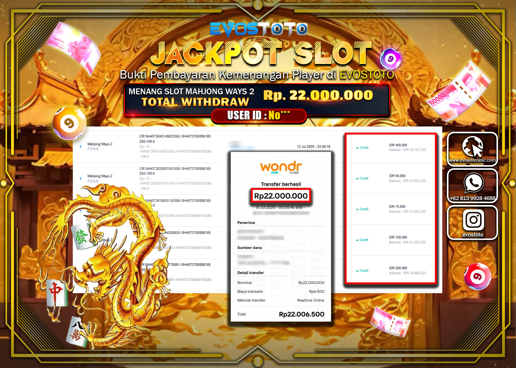 PEMBAYARAN JACKPOT SLOT MAHJONG WAYS 2 RP22.000.000 DI BAYAR LANGSUNG !