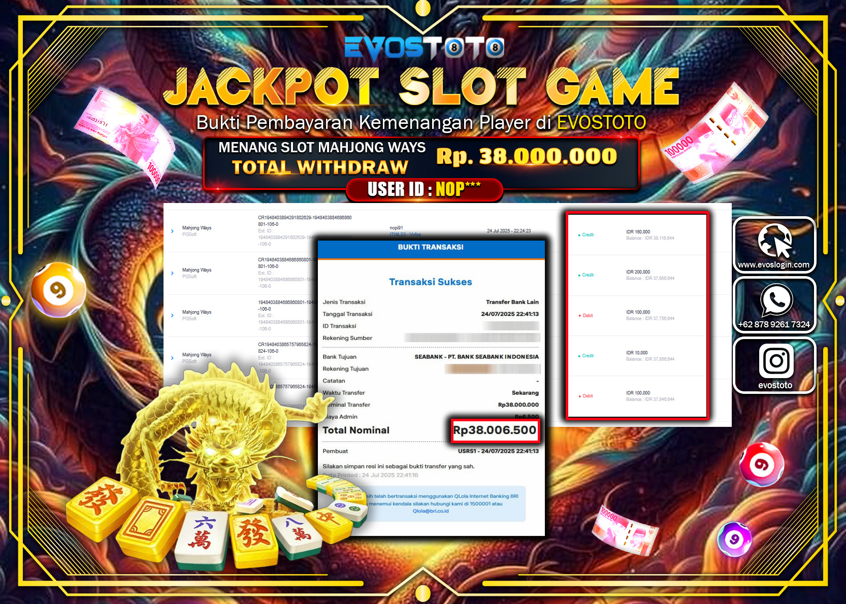 PEMBAYARAN JACKPOT SLOT MAHJONG WAYS Rp.38.000.000 DI BAYAR LANGSUNG !