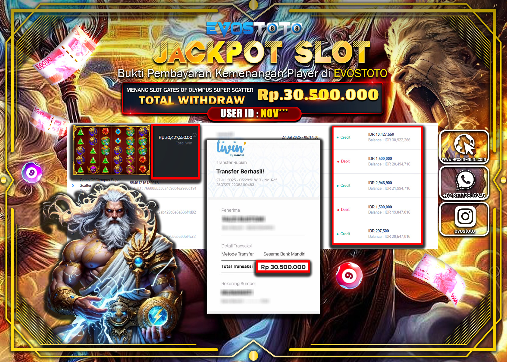 PEMBAYARAN JACKPOT SLOT GATES OF OLYMPUS SUPER SCATTER Rp.30.500.000 DI BAYAR LANGSUNG !