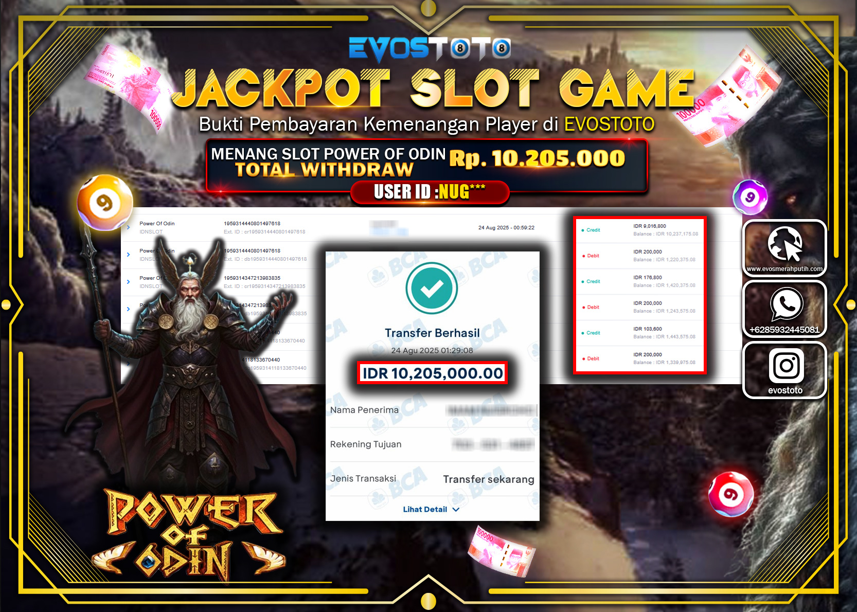 PEMBAYARAN JACKPOT SLOT POWER OF ODIN Rp10.205.000 DI BAYAR LANGSUNG !