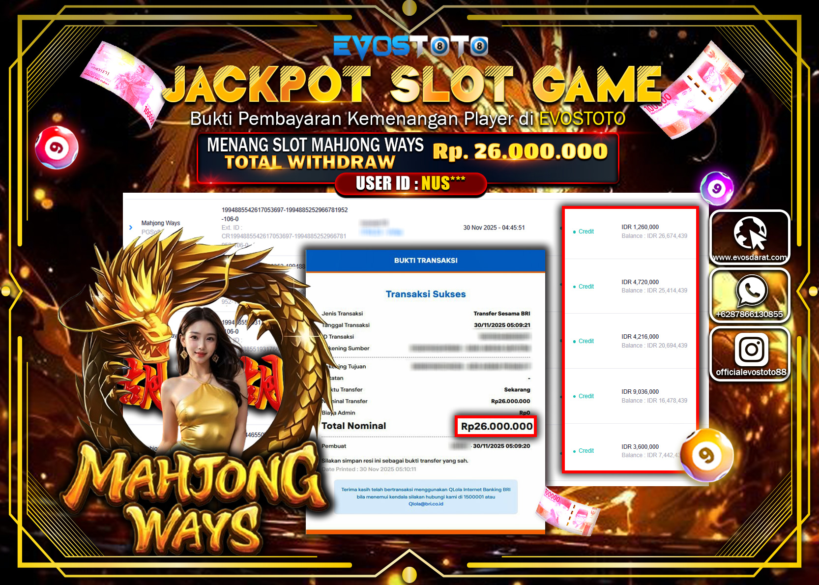 PEMBAYARAN JACKPOT SLOT MAHJONG WAYS Rp.26.000.000 DI BAYAR LANGSUNG !