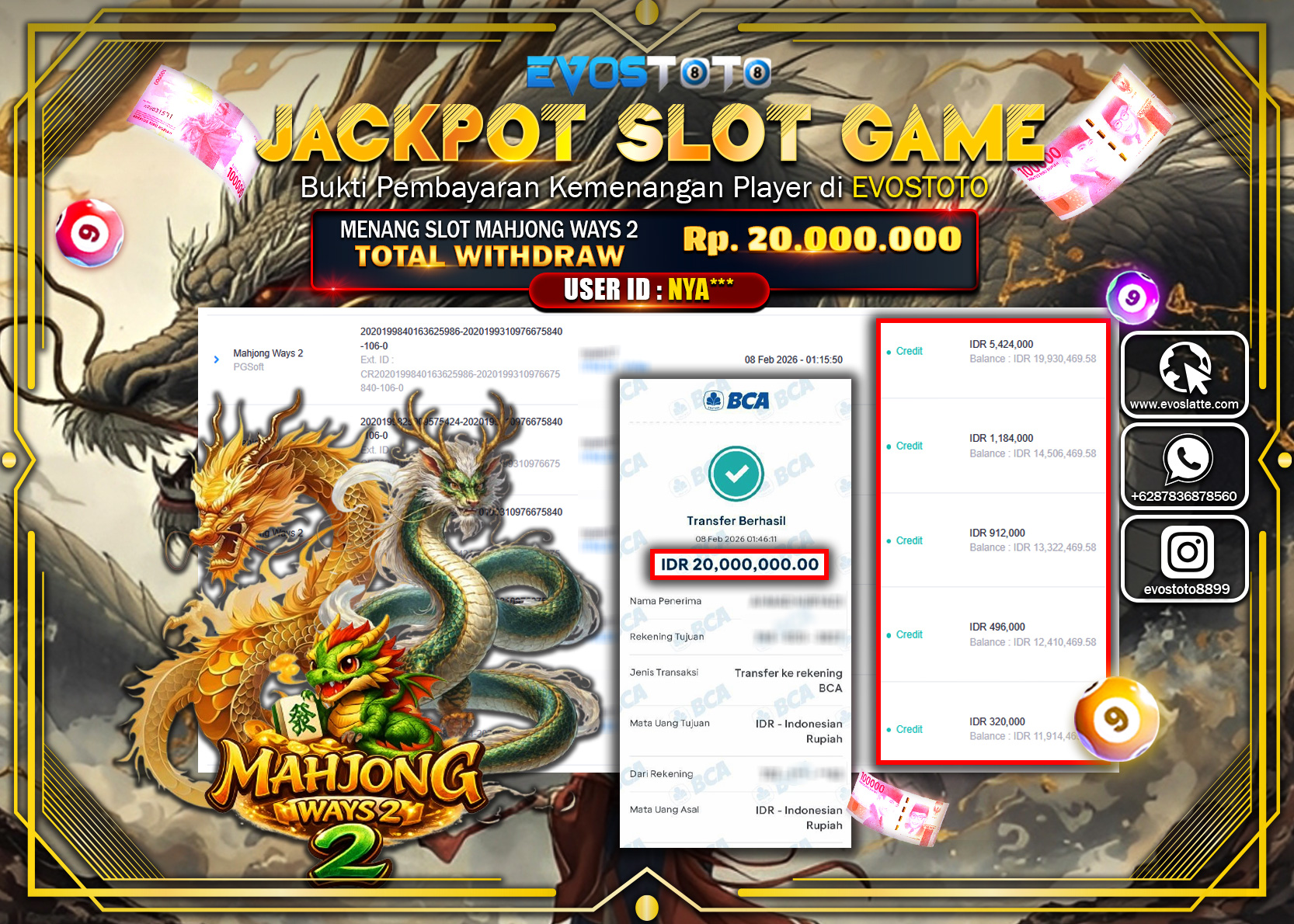 PEMBAYARAN JACKPOT SLOT MAHJONG WAYS 2 Rp.20.000.000 DI BAYAR LANGSUNG !
