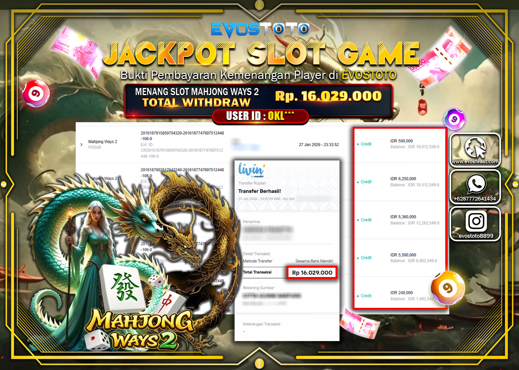 PEMBAYARAN JACKPOT SLOT MAHJONG WAYS 2 Rp.16.029.000 DI BAYAR LANGSUNG !