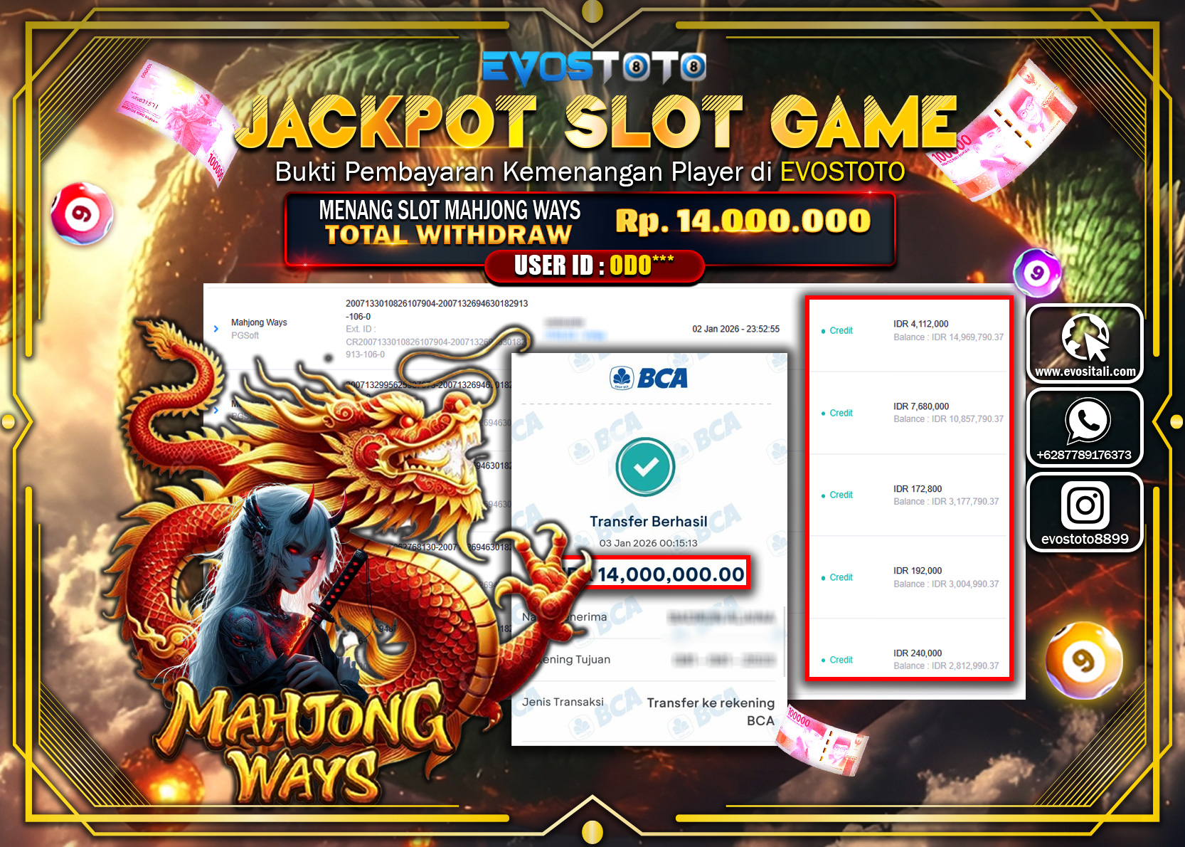 PEMBAYARAN JACKPOT SLOT MAHJONG WAYS Rp.14.000.000 DI BAYAR LANGSUNG !
