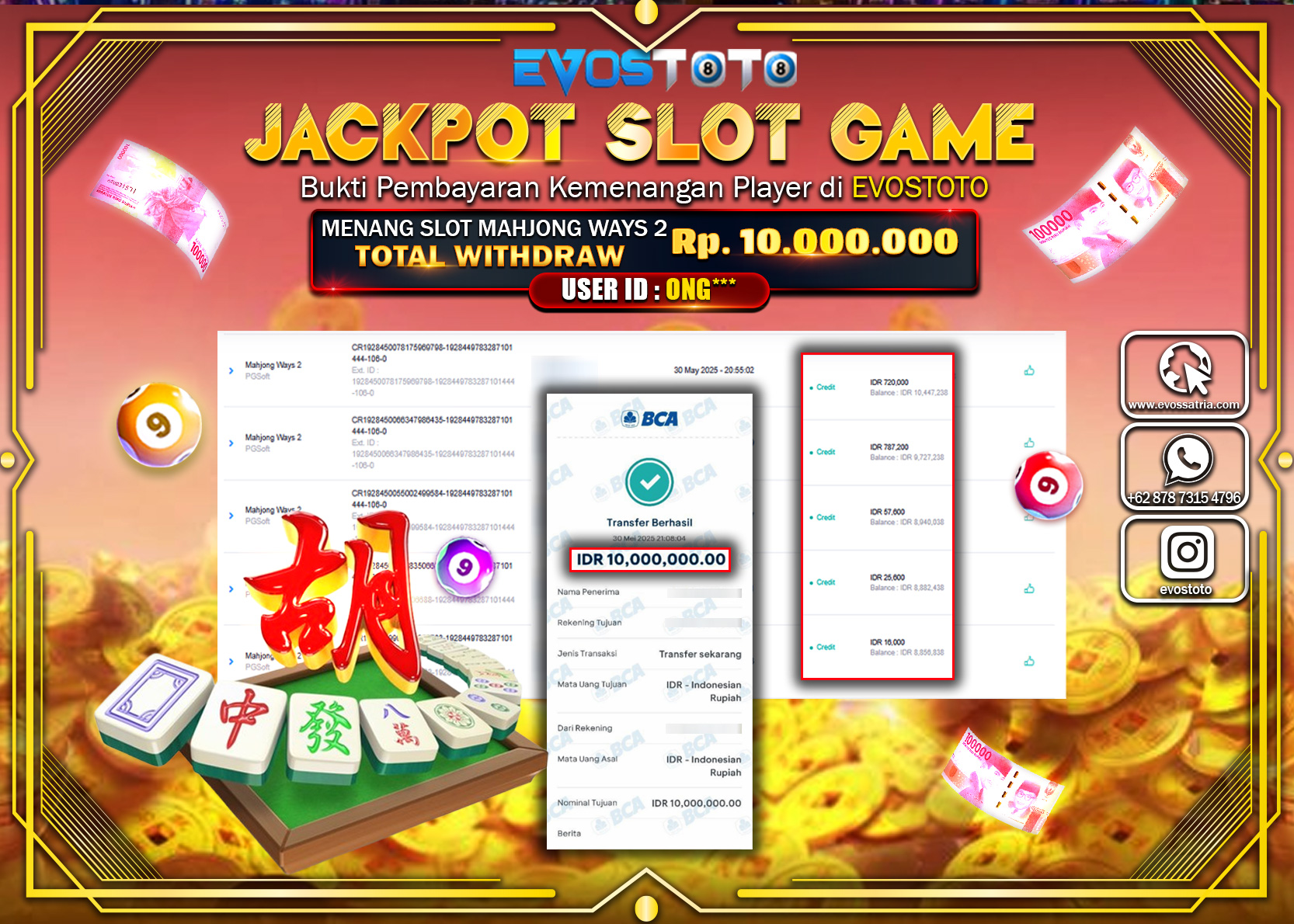 PEMBAYARAN JACKPOT SLOT MAHJONG WAYS 2 Rp10.000.000 DI BAYAR LANGSUNG !