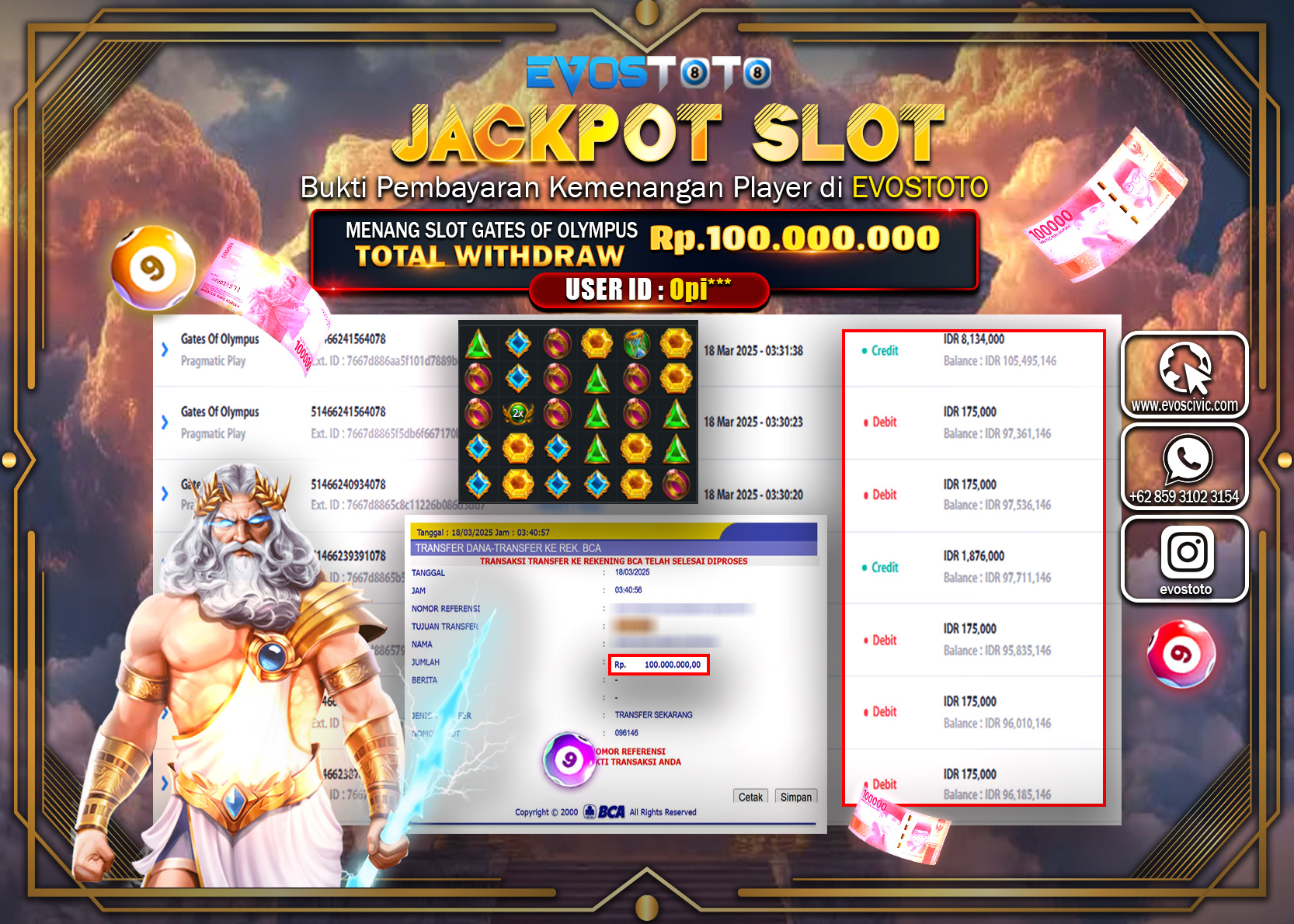 PEMBAYARAN JACKPOT SLOT GATES OF OLYMPUS Rp.100.000.000 DI BAYAR LANGSUNG !