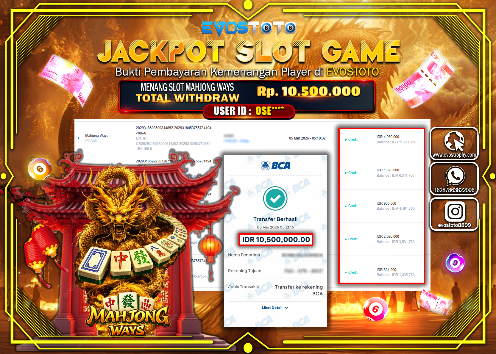 PEMBAYARAN JACKPOT SLOT MAHJONG WAYS Rp.10.500.000 DI BAYAR LANGSUNG !
