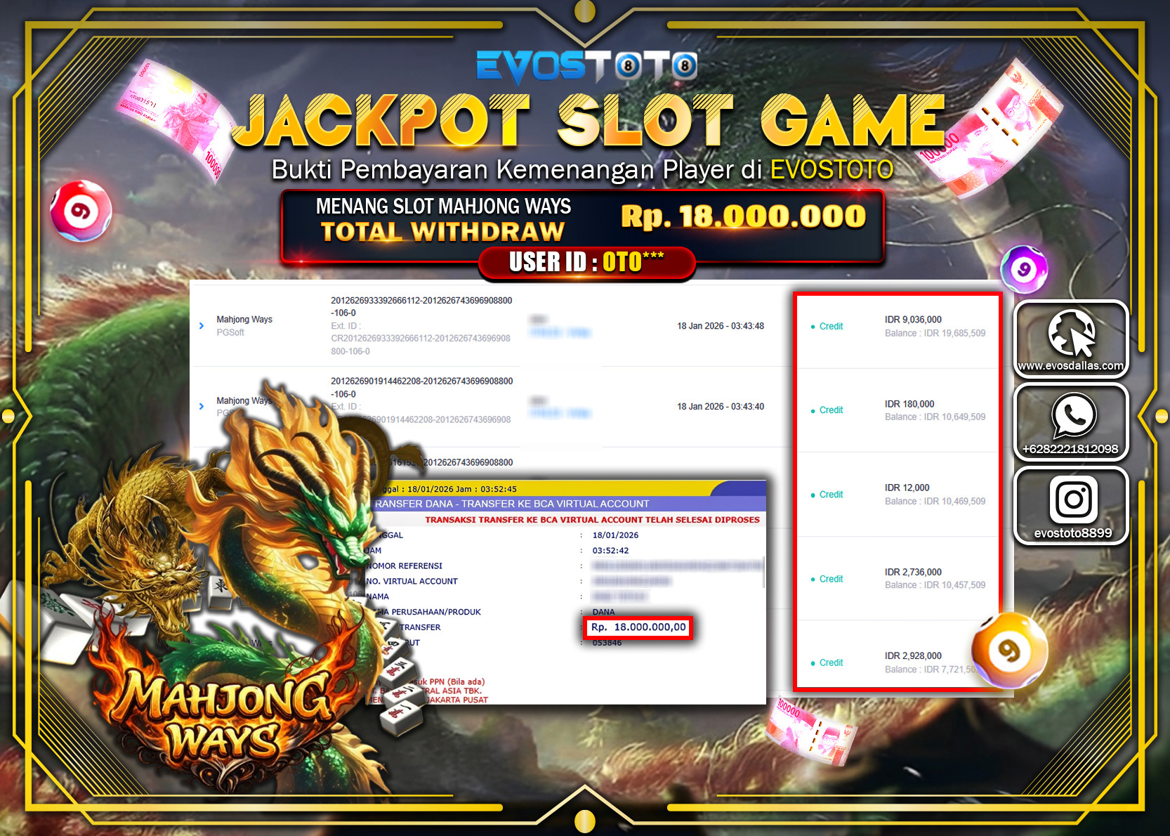 PEMBAYARAN JACKPOT SLOT MAHJONG WAYS Rp.18.000.000 DI BAYAR LANGSUNG !