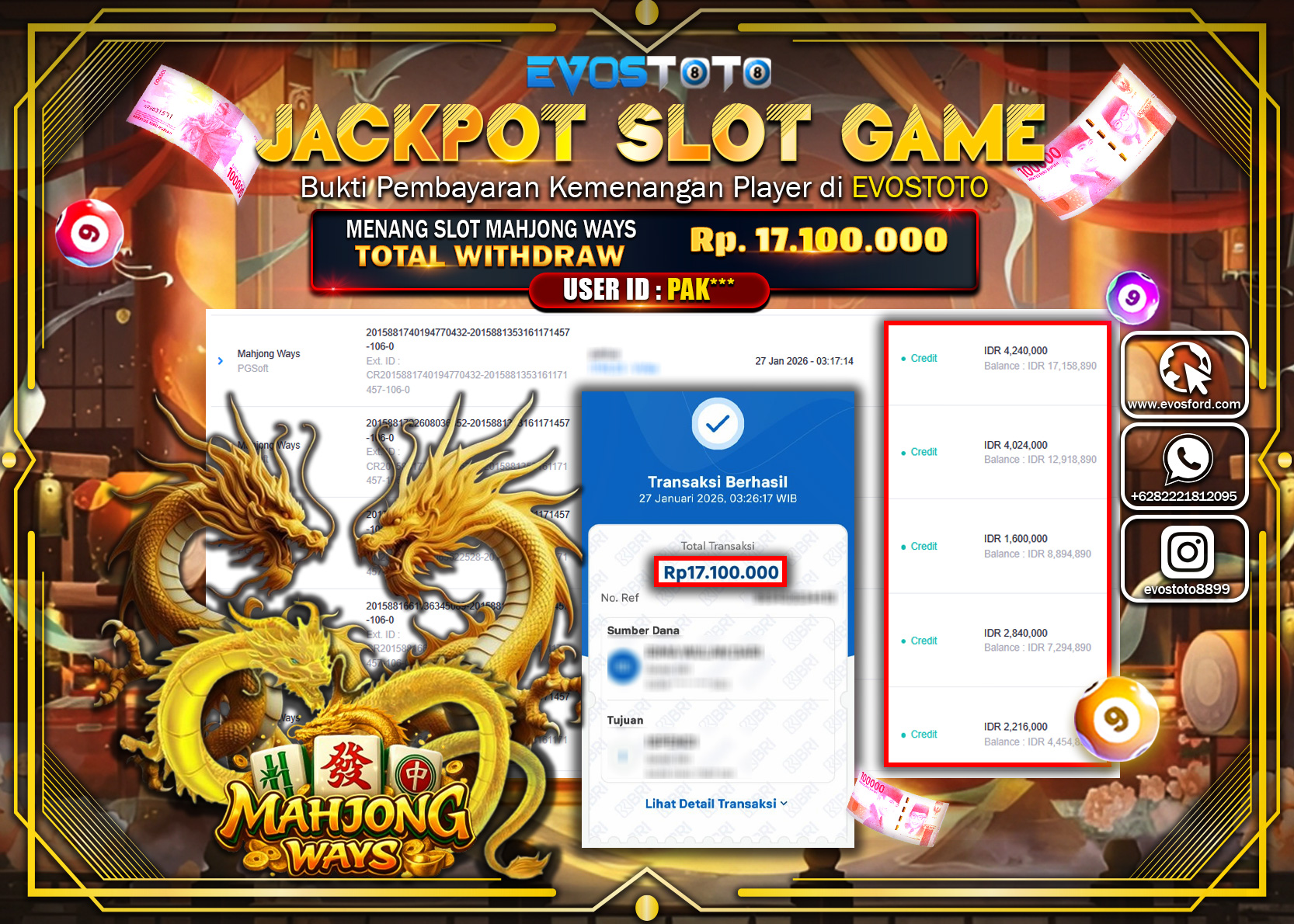 PEMBAYARAN JACKPOT SLOT MAHJONG WAYS Rp.17.100.000 DI BAYAR LANGSUNG !