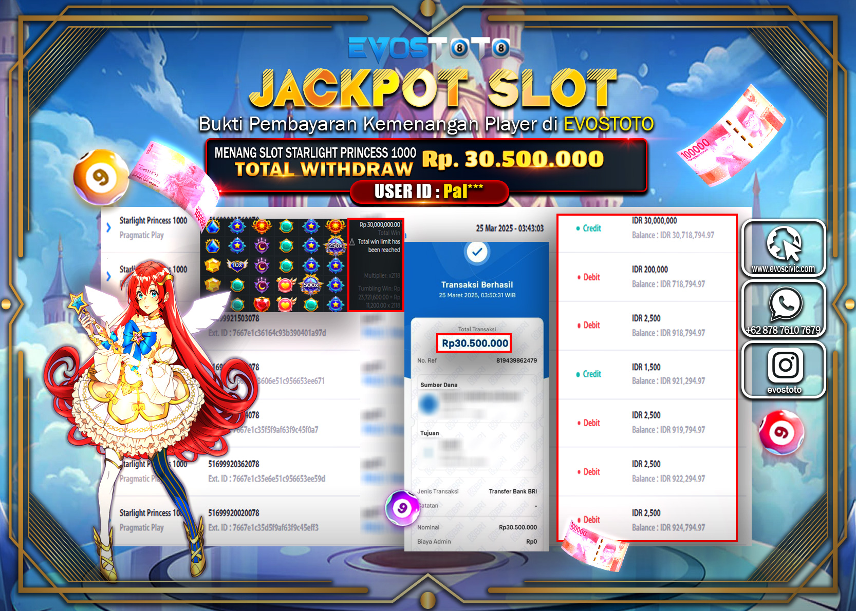 PEMBAYARAN JACKPOT SLOT STARLIGHT PRINCES 1000 Rp.30.500.000 DI BAYAR LANGSUNG !