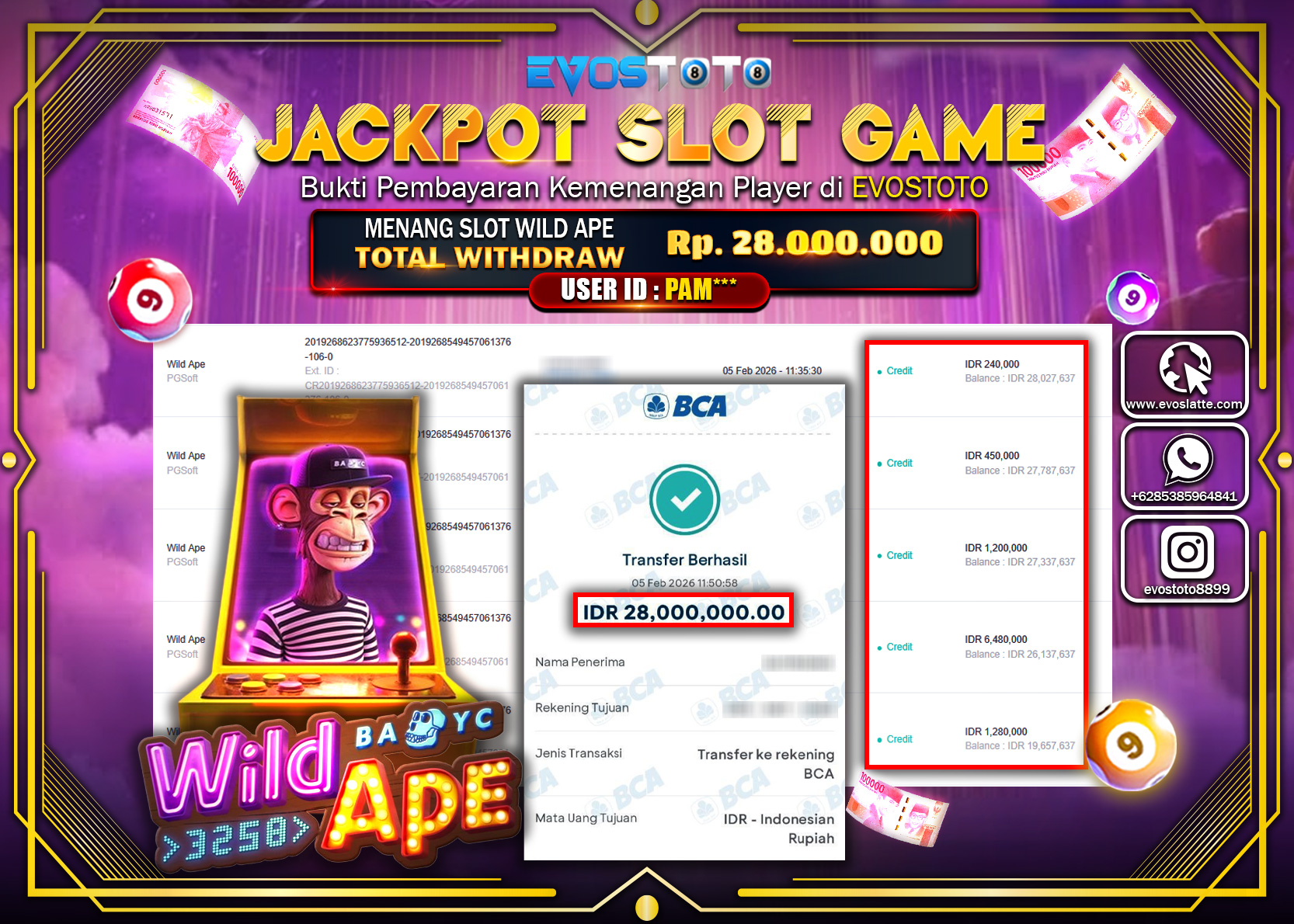 PEMBAYARAN JACKPOT SLOT WILD APE Rp.28.000.000 DI BAYAR LANGSUNG !