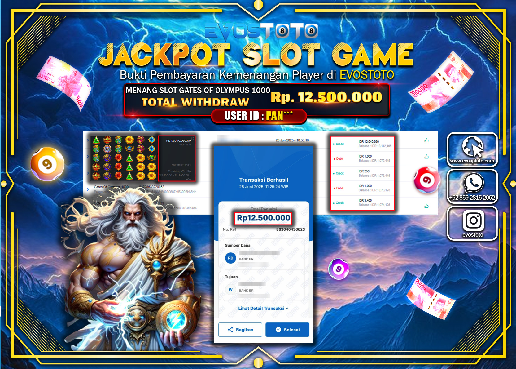 PEMBAYARAN JACKPOT SLOT GATES OF OLYMPUS 1000 RP12.500.000 DI BAYAR LANGSUNG !