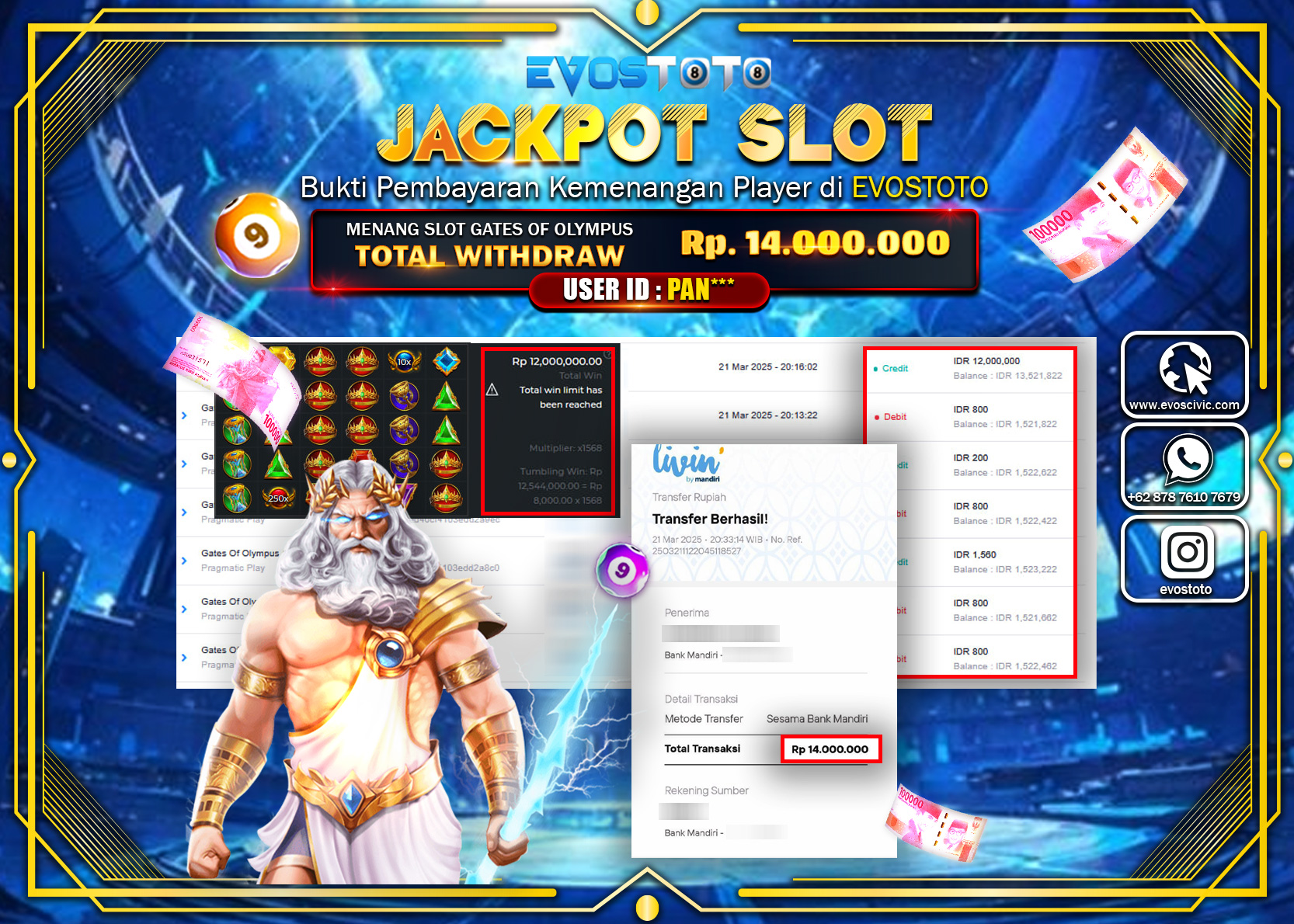 PEMBAYARAN JACKPOT SLOT GATES OF OLYMPUS Rp.14.000.000 DI BAYAR LANGSUNG !
