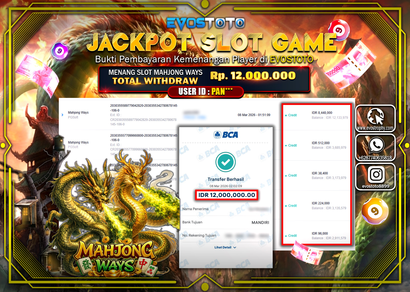 PEMBAYARAN JACKPOT SLOT MAHJONG WAYS Rp.12.000.000 DI BAYAR LANGSUNG !