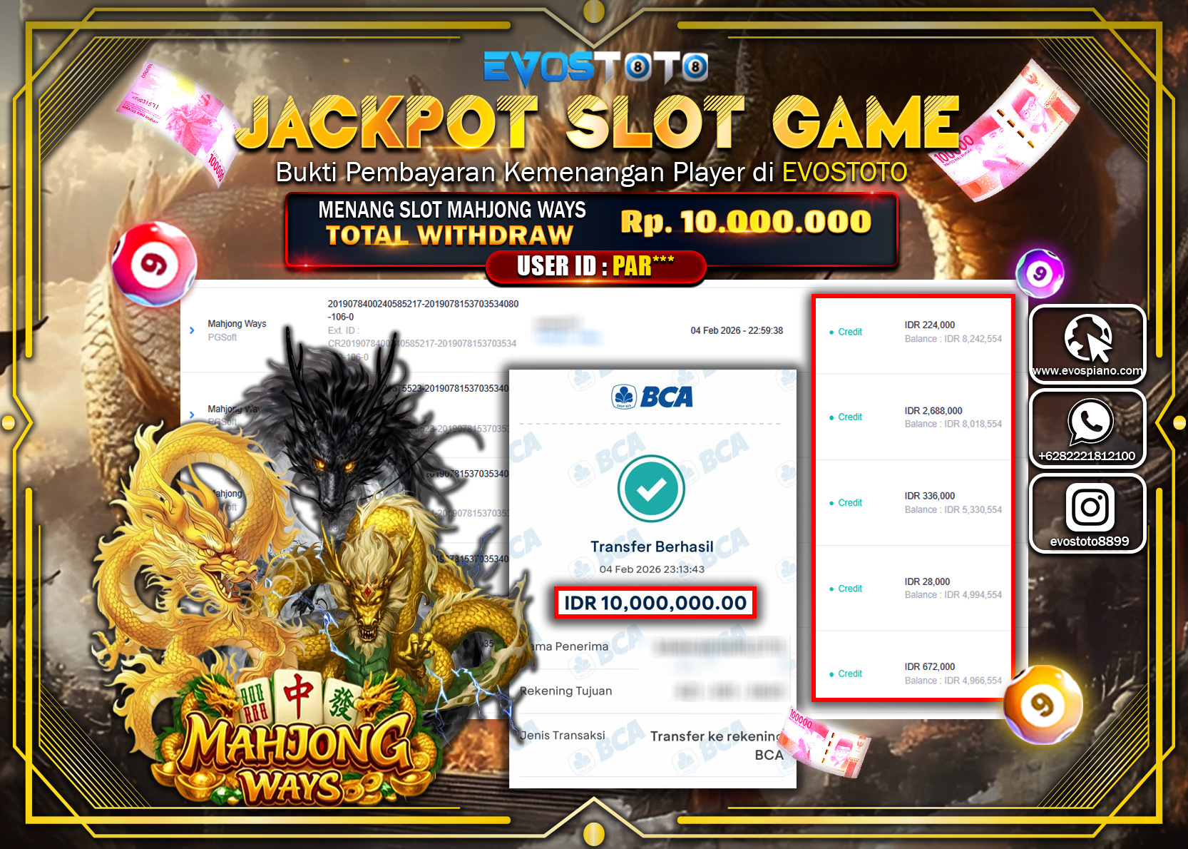 PEMBAYARAN JACKPOT SLOT MAHJONG WAYS Rp.10.000.000 DI BAYAR LANGSUNG !