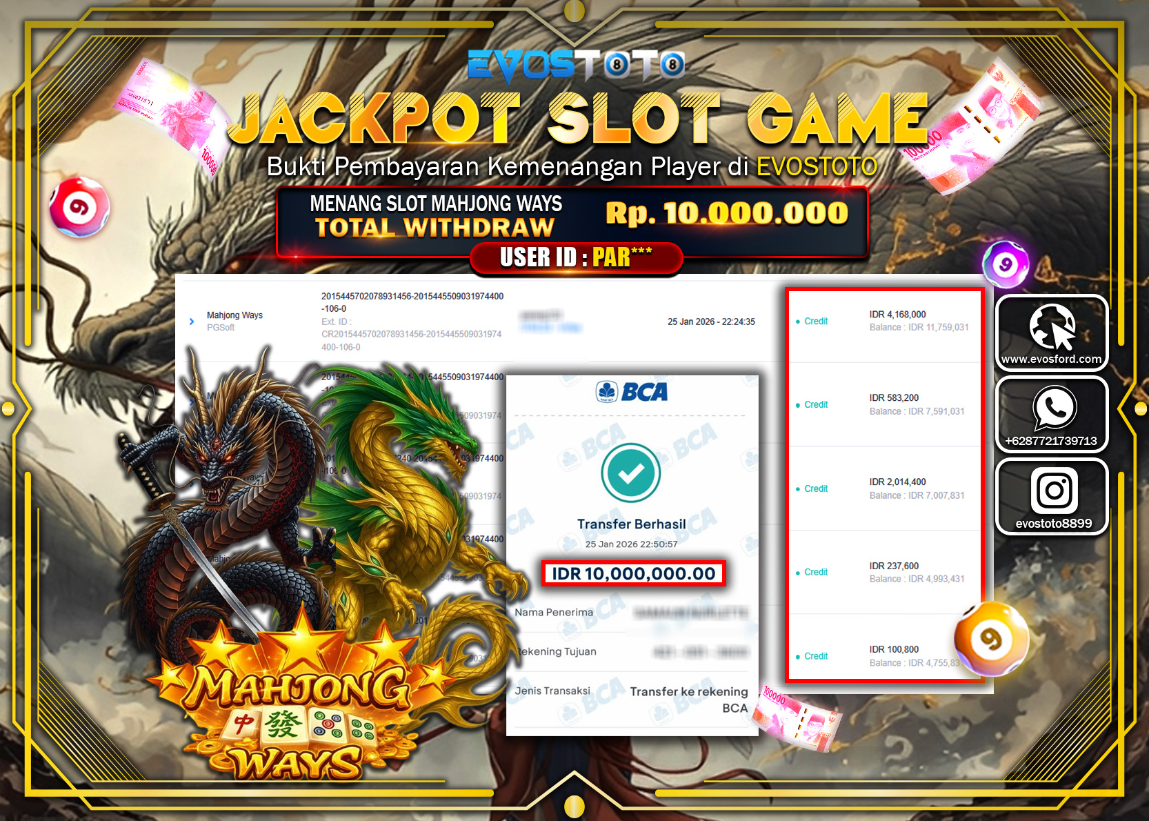 PEMBAYARAN JACKPOT SLOT MAHJONG WAYS  Rp.10.000.000 DI BAYAR LANGSUNG !
