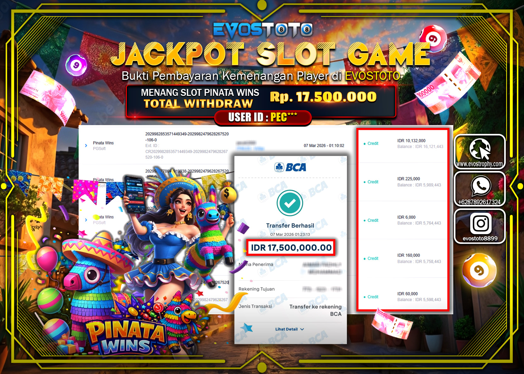 PEMBAYARAN JACKPOT SLOT PINATA WINS Rp.17.500.000 DI BAYAR LANGSUNG !