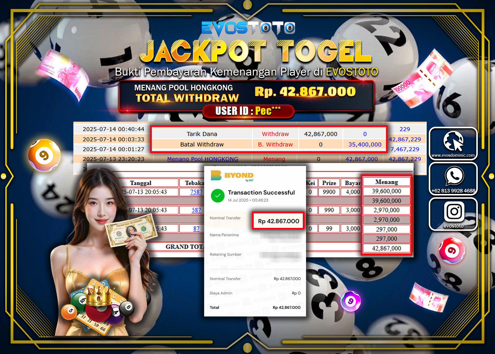 PEMBAYARAN JACKPOT TOGEL HONGKONG LOTTO  RP42.867.000 DI BAYAR LANGSUNG !