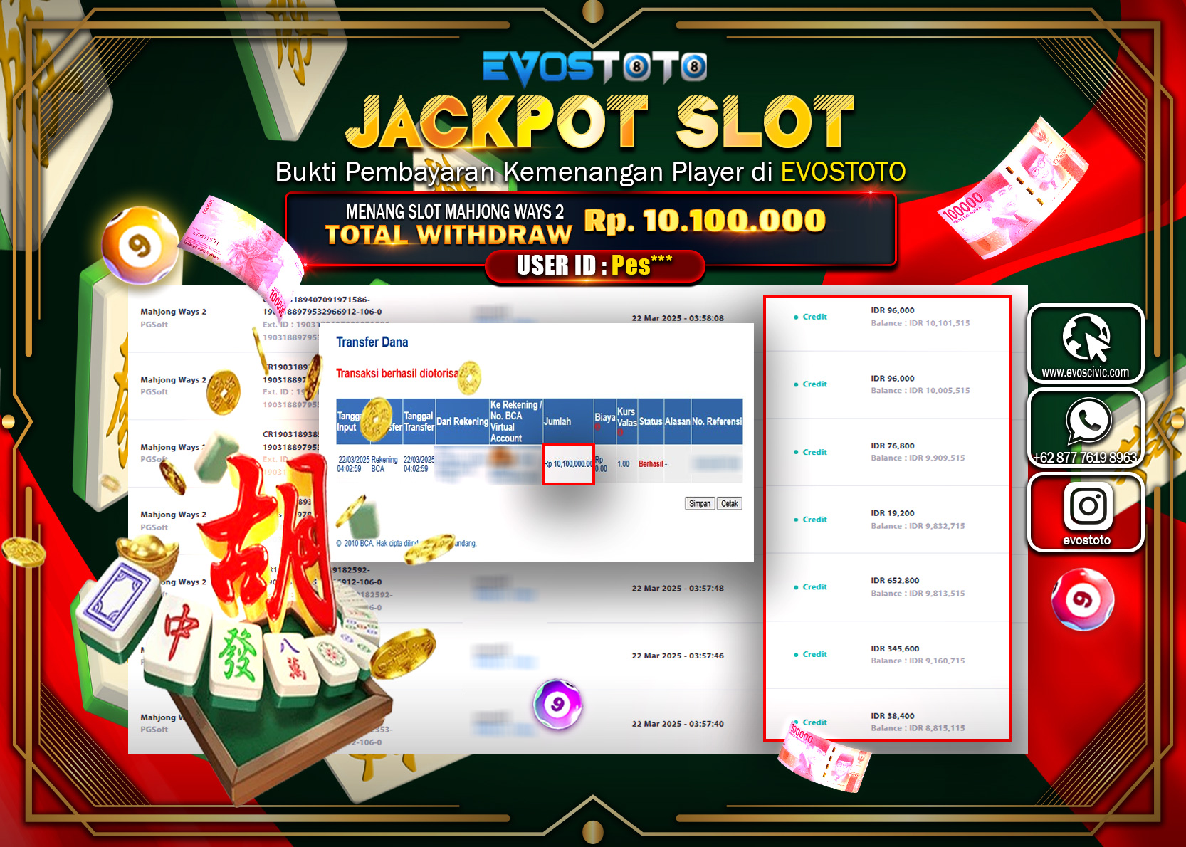 PEMBAYARAN JACKPOT SLOT MAHJJONG WAYS 2 Rp.10.100.000 DI BAYAR LANGSUNG !