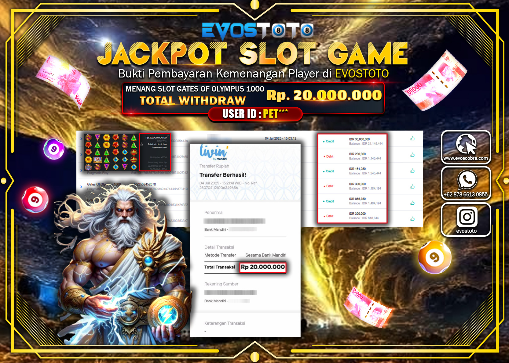 PEMBAYARAN JACKPOT SLOT GATES OF OLYMPUS 1000 RP20.000.000 DI BAYAR LANGSUNG !