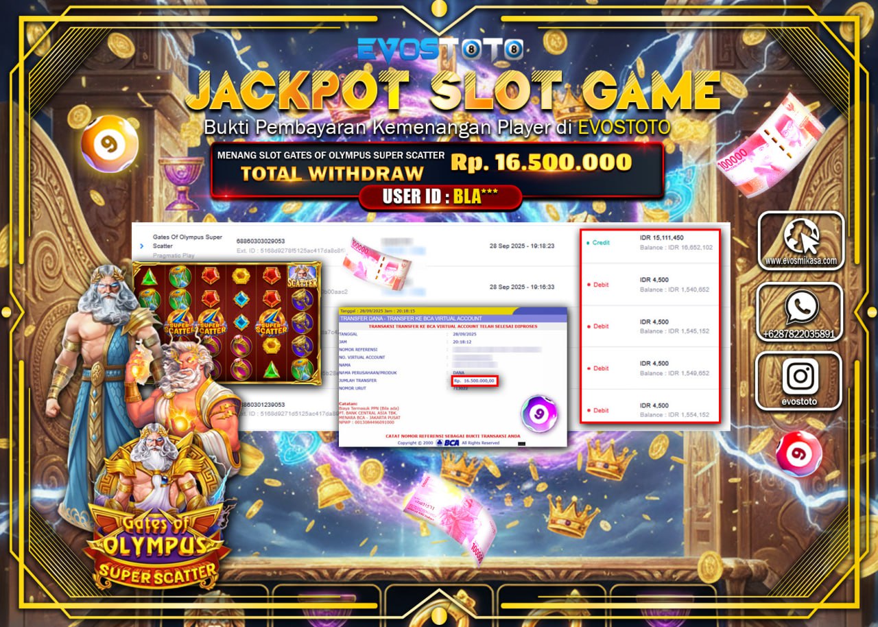 PEMBAYARAN JACKPOT SLOT GATES OF OLYMPUS SUPER SCATTER Rp16.500.000 DI BAYAR LANGSUNG !