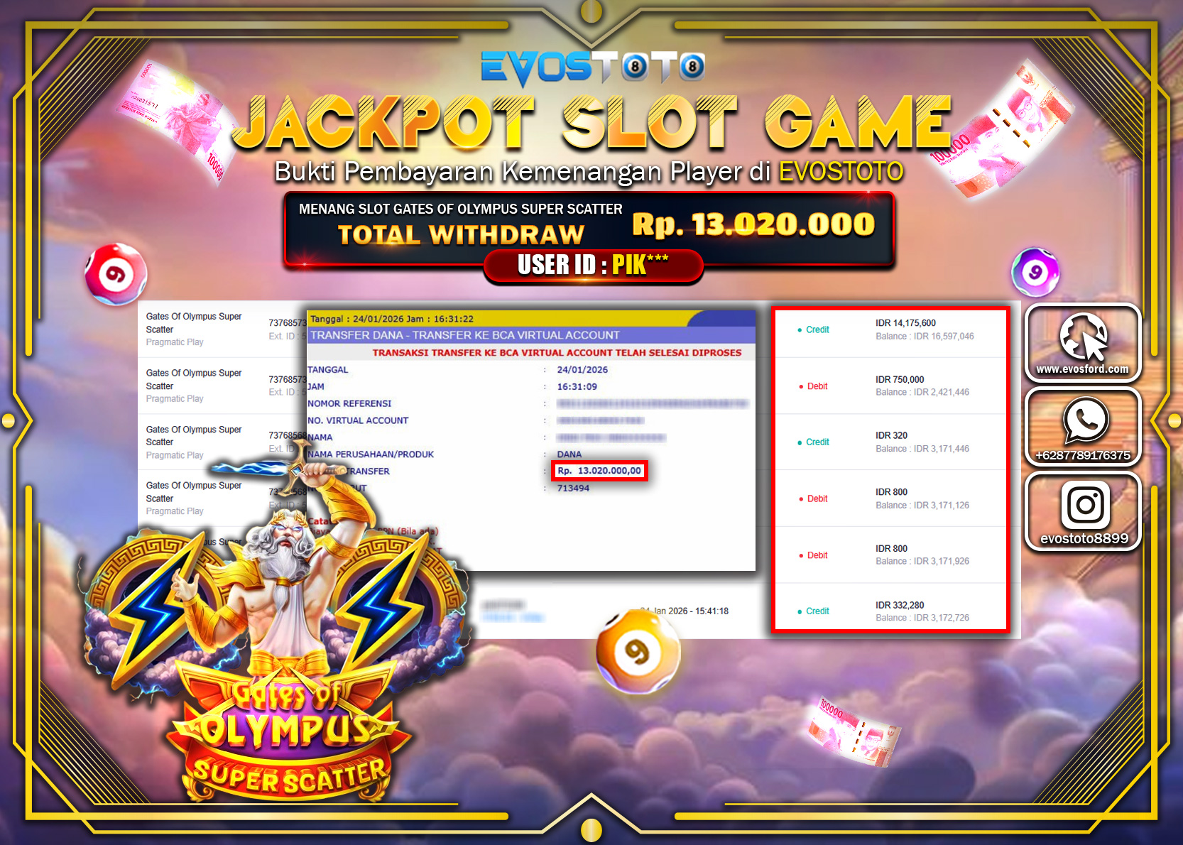 PEMBAYARAN JACKPOT SLOT GATES OF OLYMPUS SUPER SCATTER Rp.13.020.000 DI BAYAR LANGSUNG !