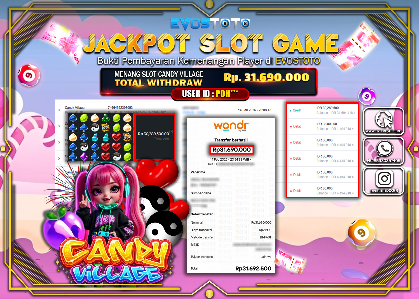 PEMBAYARAN JACKPOT SLOT CANDY VILLAGE Rp.31.690.000 DI BAYAR LANGSUNG !