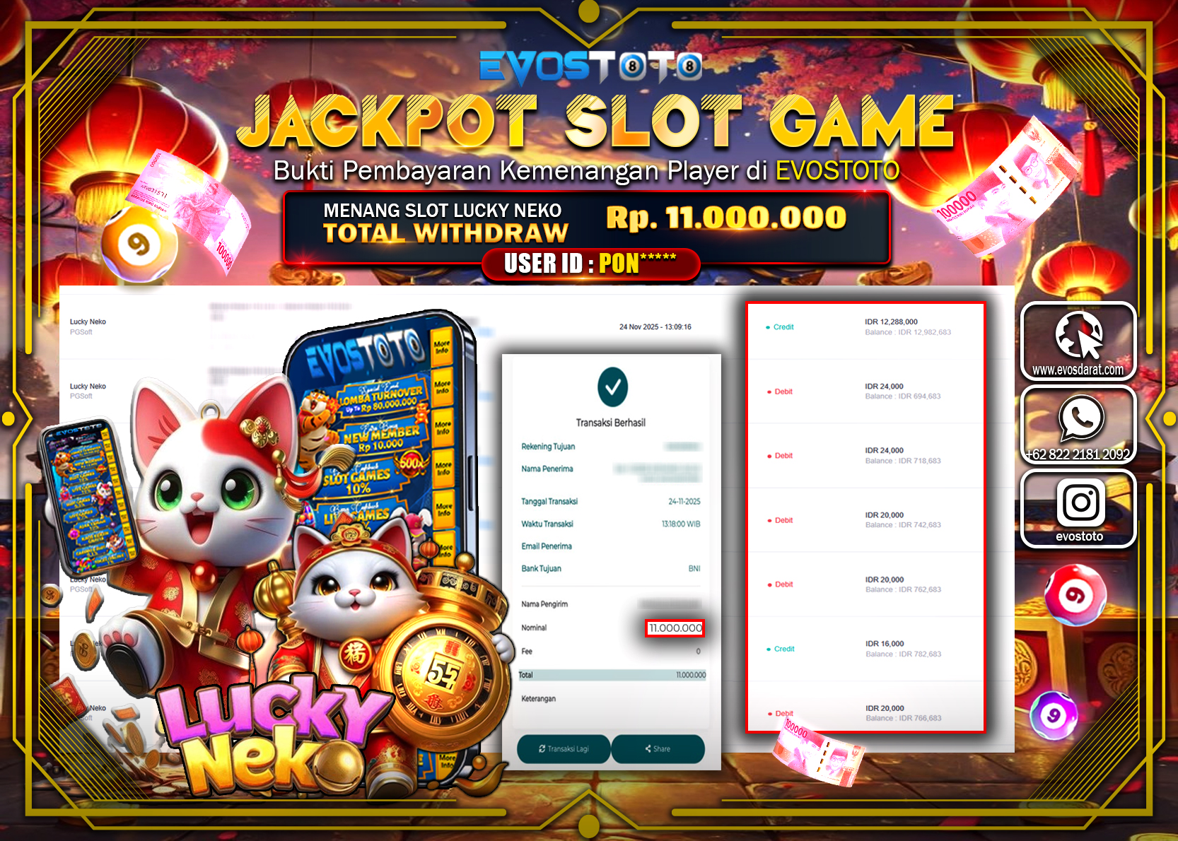 PEMBAYARAN JACKPOT SLOT LUCKY NEKO Rp.11.000.000 DI BAYAR LANGSUNG !