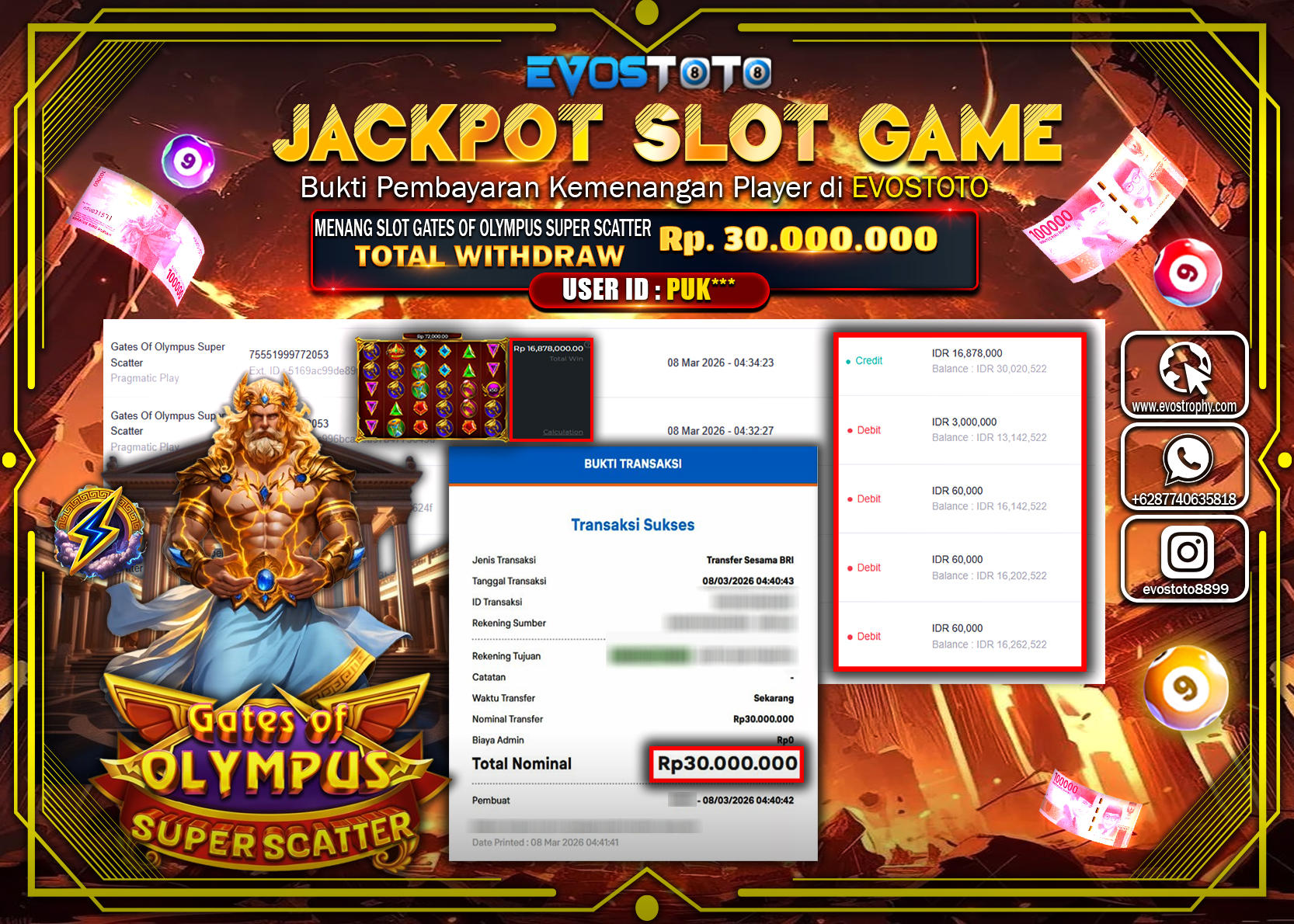 PEMBAYARAN JACKPOT SLOT GATES OF OLYMPUS SUPER SCATTER Rp.30.000.000 DI BAYAR LANGSUNG !