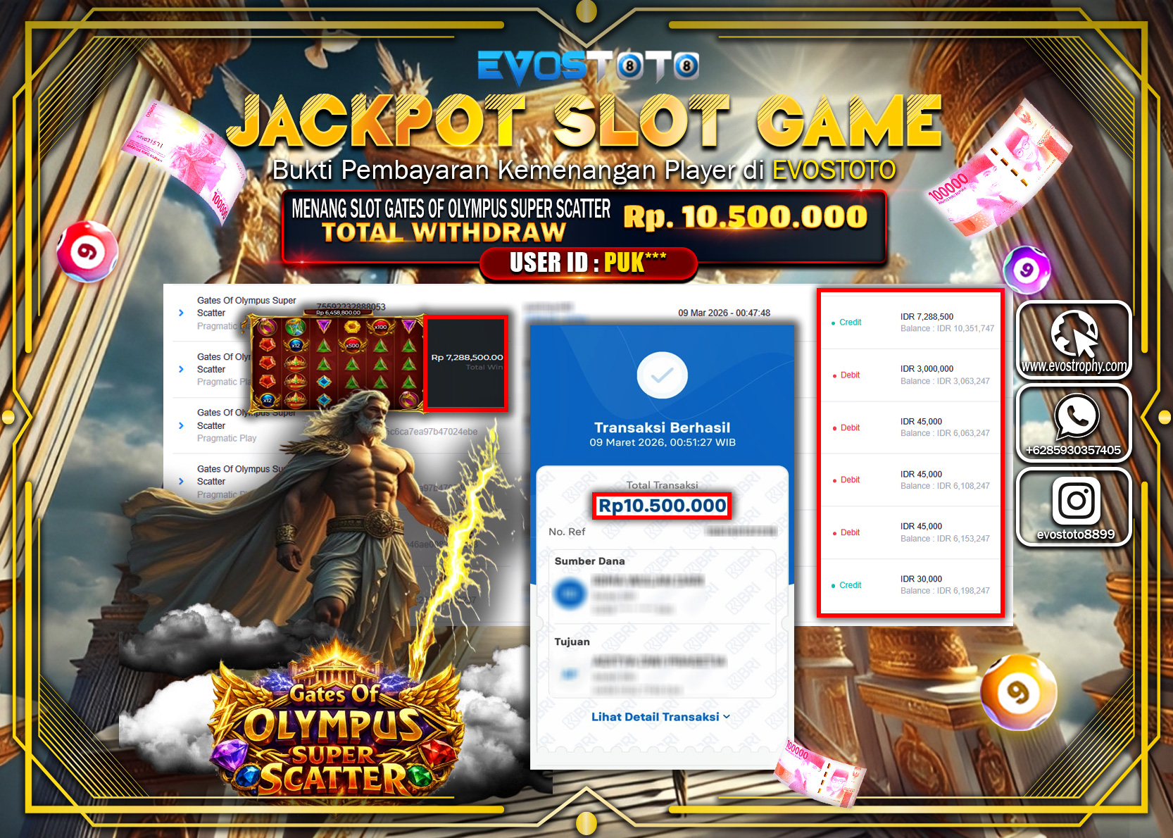 PEMBAYARAN JACKPOT SLOT GATES OF OLYMPUS SUPER SCATTER  Rp.10.500.000 DI BAYAR LANGSUNG !