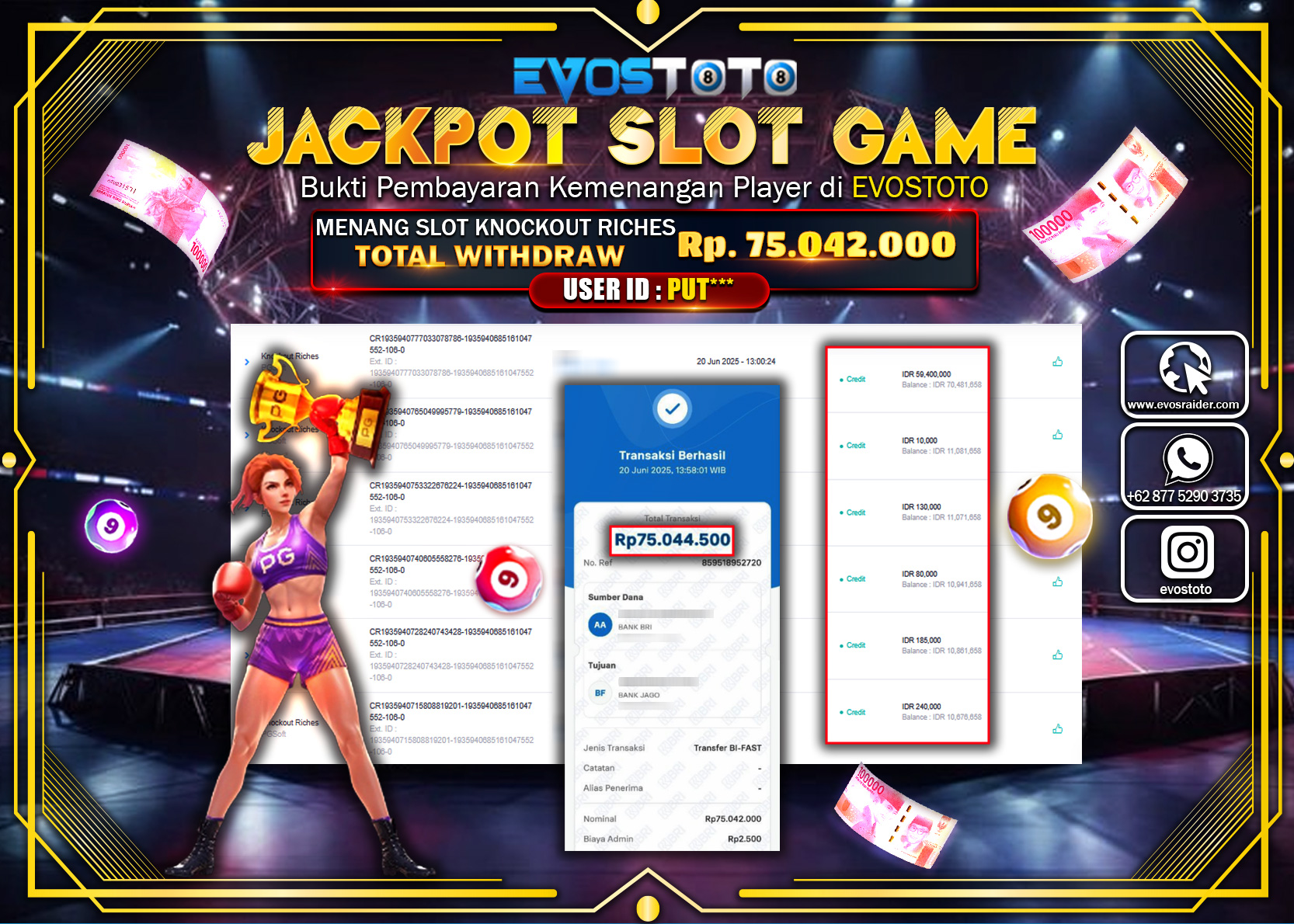 PEMBAYARAN JACKPOT SLOT KNOCKOUT RICHES RP75.042.000 DI BAYAR LANGSUNG !