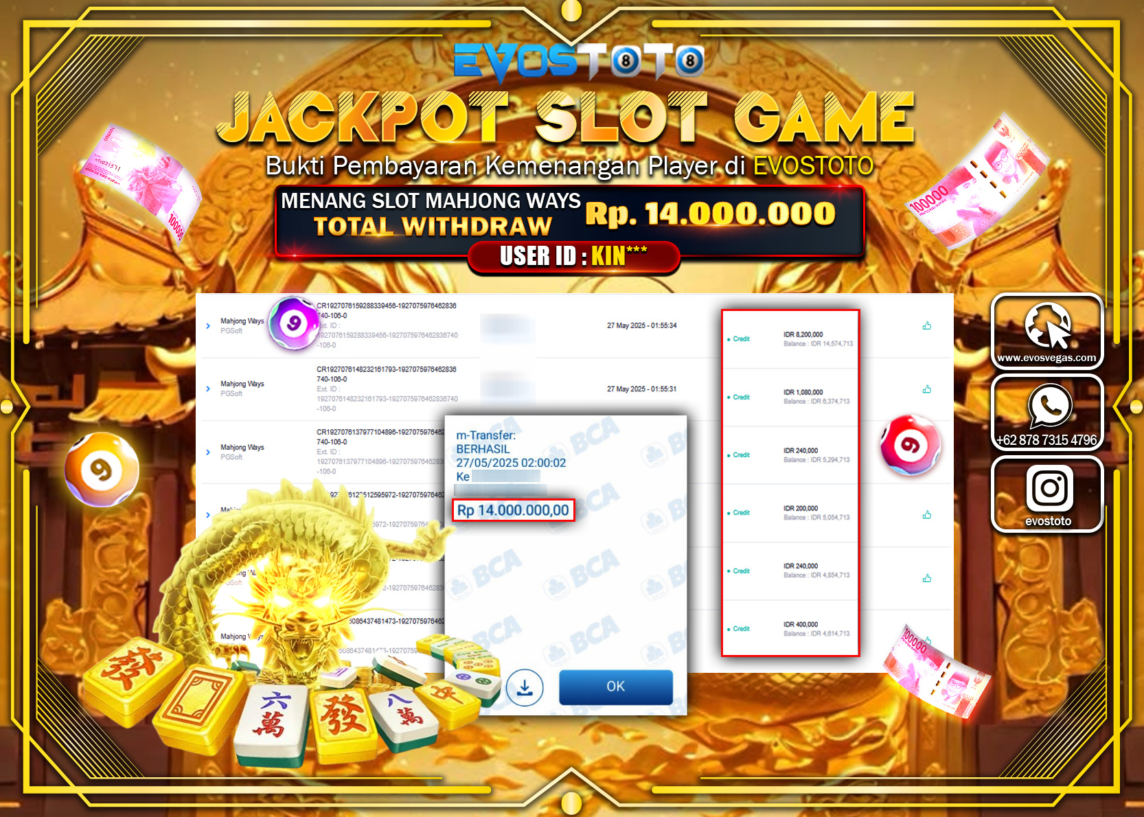 PEMBAYARAN JACKPOT SLOT MAHJONG WAYS Rp14.000.000 DI BAYAR LANGSUNG !