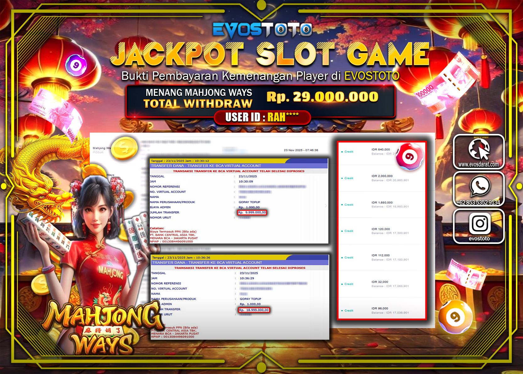 PEMBAYARAN JACKPOT SLOT MAHJONG WAYS  Rp.29.000.000 DI BAYAR LANGSUNG !