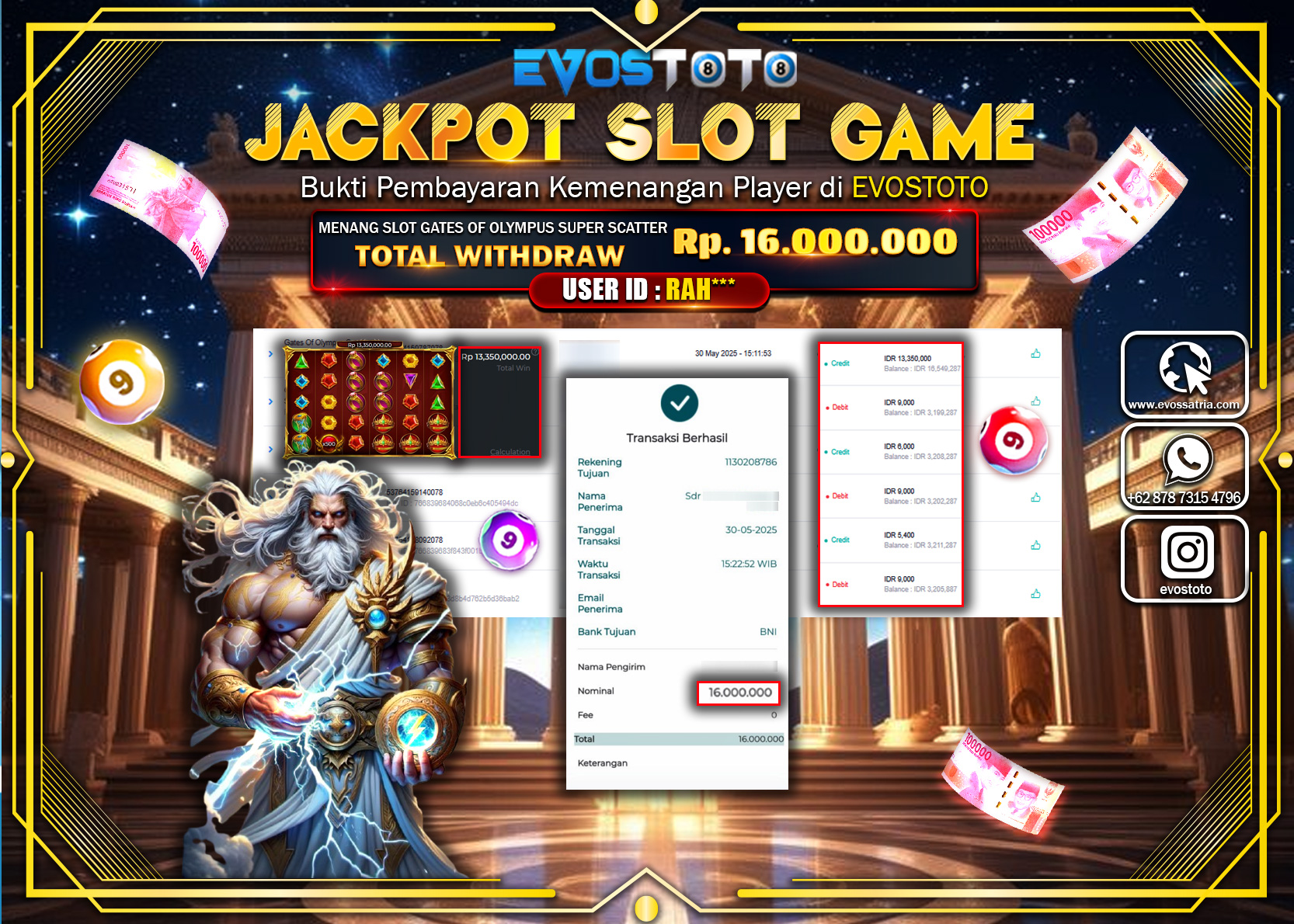 PEMBAYARAN JACKPOT SLOT GATES OF OLYMPUS SUPER SCATTER Rp16.000.000 DI BAYAR LANGSUNG !