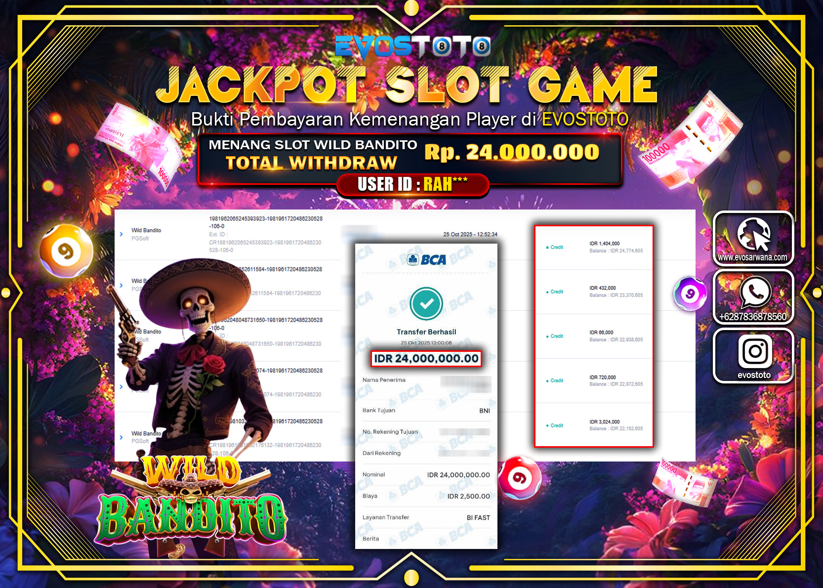 PEMBAYARAN JACKPOT SLOT WILD BANDITO Rp24.000.000 DI BAYAR LANGSUNG !