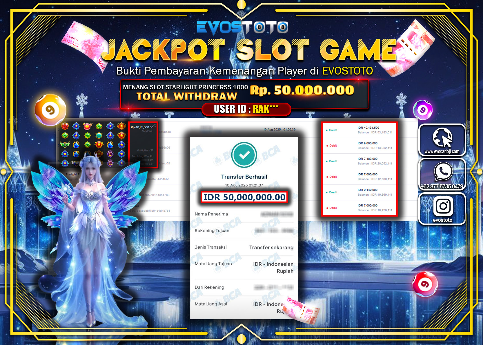 PEMBAYARAN JACKPOT SLOT STARLIGHT PRINCESS 1000 Rp50.000.000 DI BAYAR LANGSUNG !