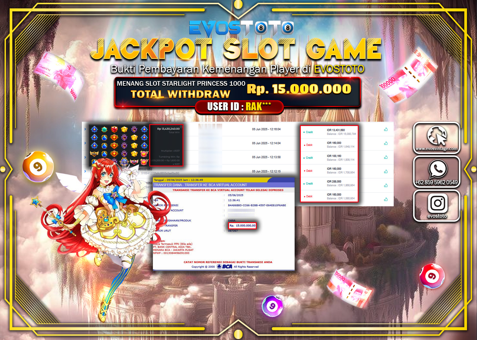 PEMBAYARAN JACKPOT SLOT STARLIGHT PRINCESS 1000 Rp15.000.000 DI BAYAR LANGSUNG !