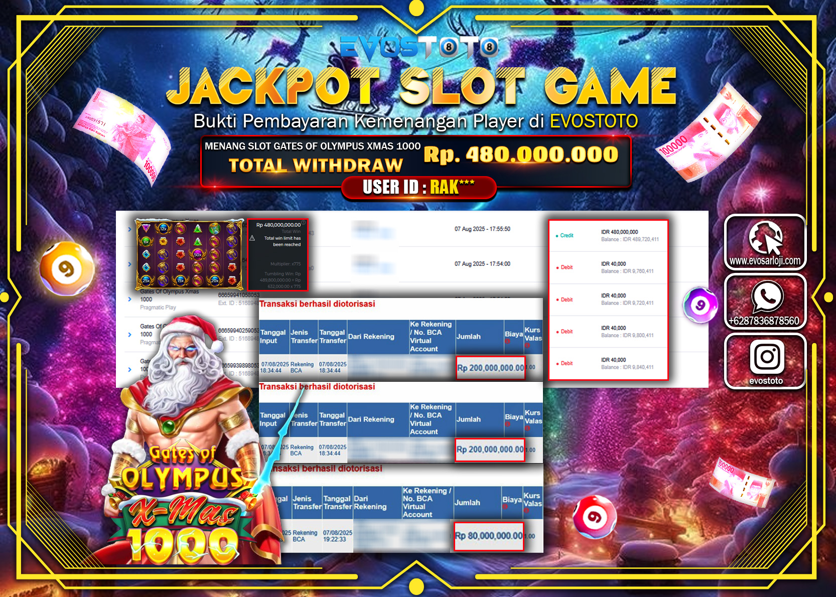 PEMBAYARAN JACKPOT SLOT GATES OF OLYMPUS XMAS 1000 Rp480.000.000 DI BAYAR LANGSUNG !