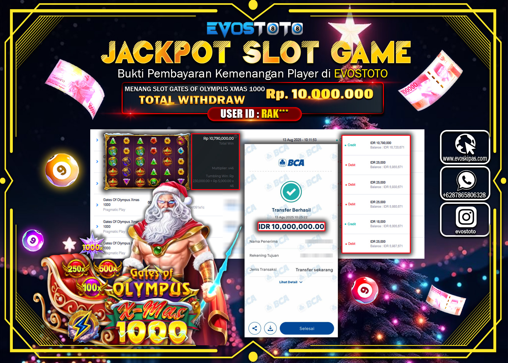 PEMBAYARAN JACKPOT SLOT GATES OF OLYMPUS XMAS 1000 Rp10.000.000 DI BAYAR LANGSUNG !