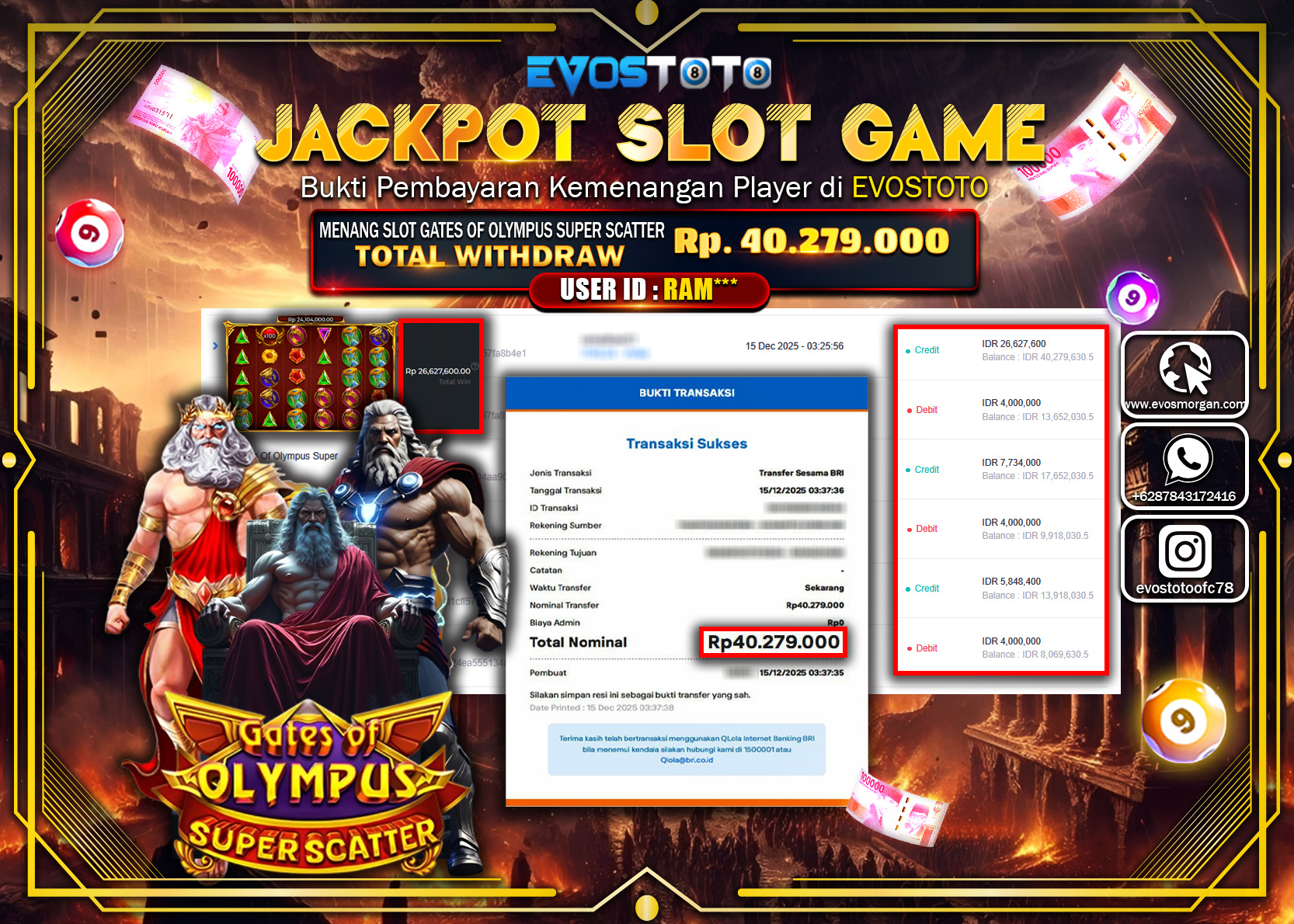 PEMBAYARAN JACKPOT SLOT GATES OF OLYMPUS SUPER SCATTER Rp.40.279.000 DI BAYAR LANGSUNG !